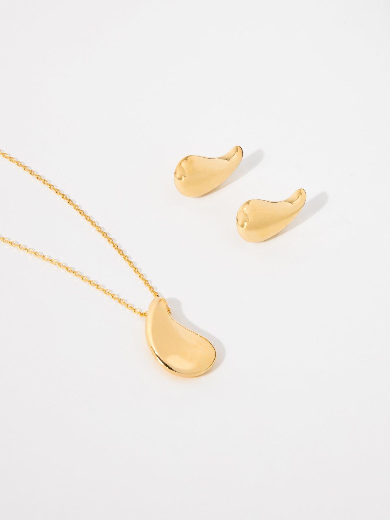 Image 4 of 4 of The Edit HS The Edit TEARDROP 18ct Yellow Gold Plated Large Teardrop Pendant Necklace