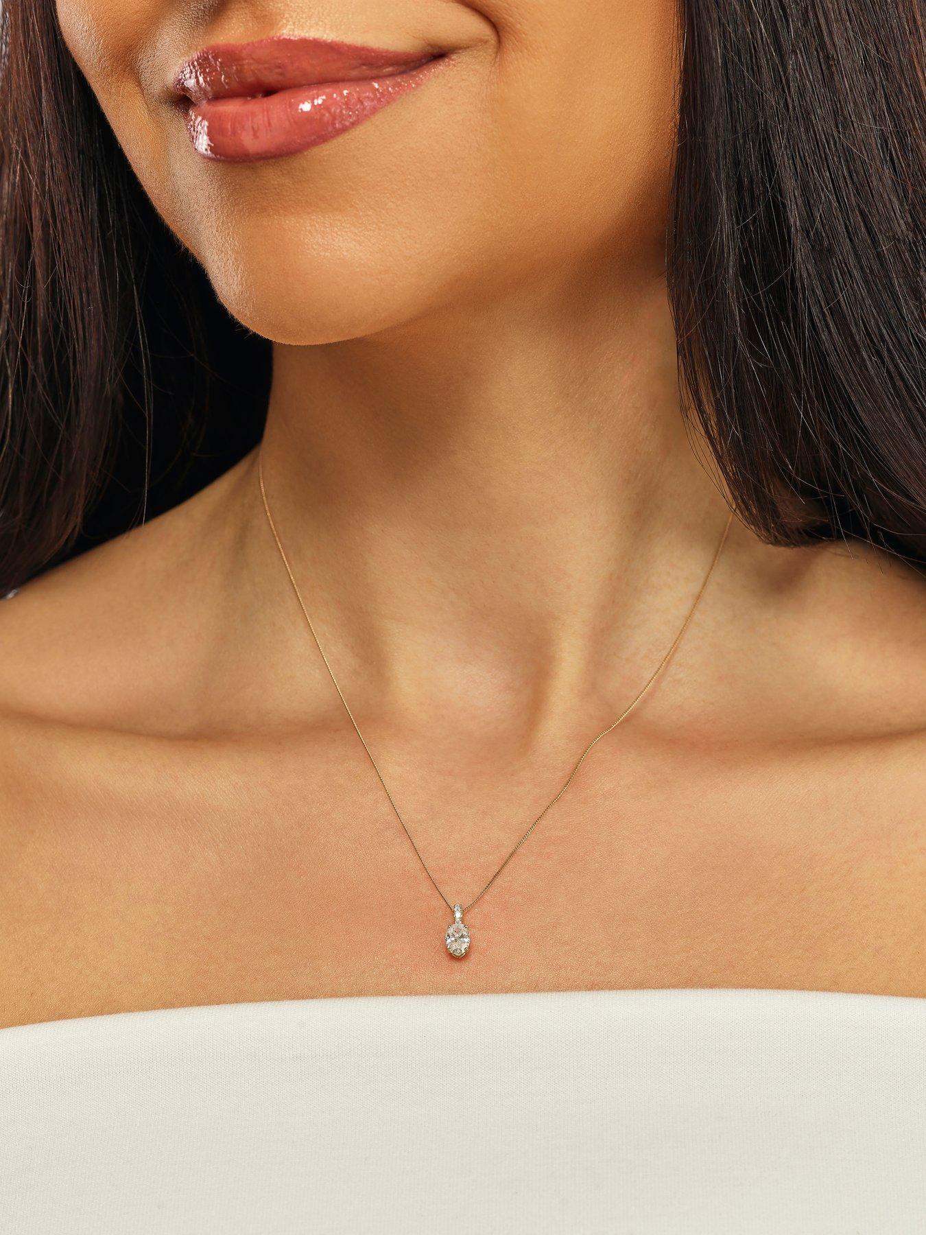 Harriet 9ct Yellow Gold 0.50ct Lab-Grown Diamond Oval Pendant Necklace