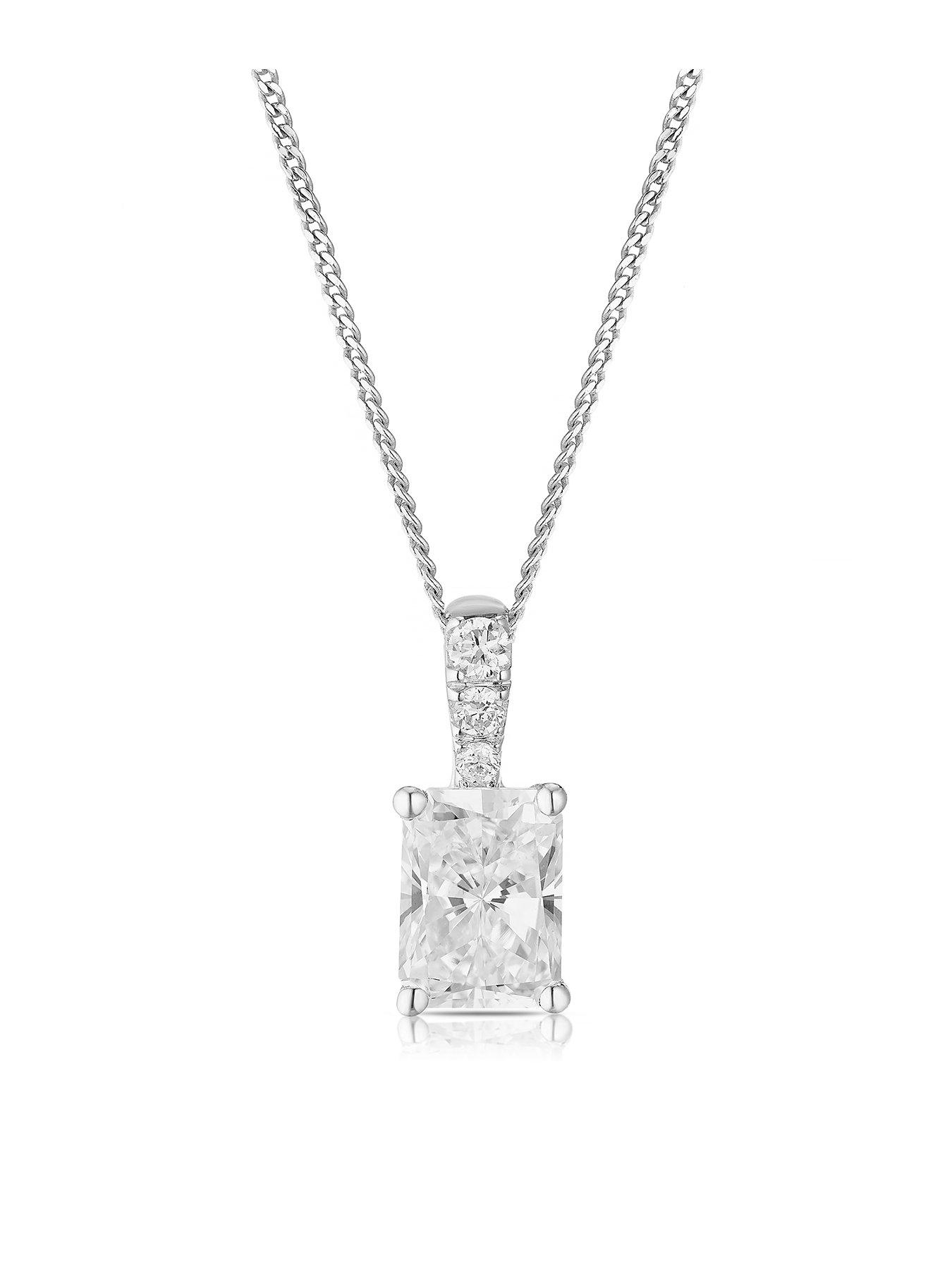 Image 2 of 7 of Harriet 9Ct White Gold 0.50Ct Lab-Grown Diamond Baguette Pendant Necklace