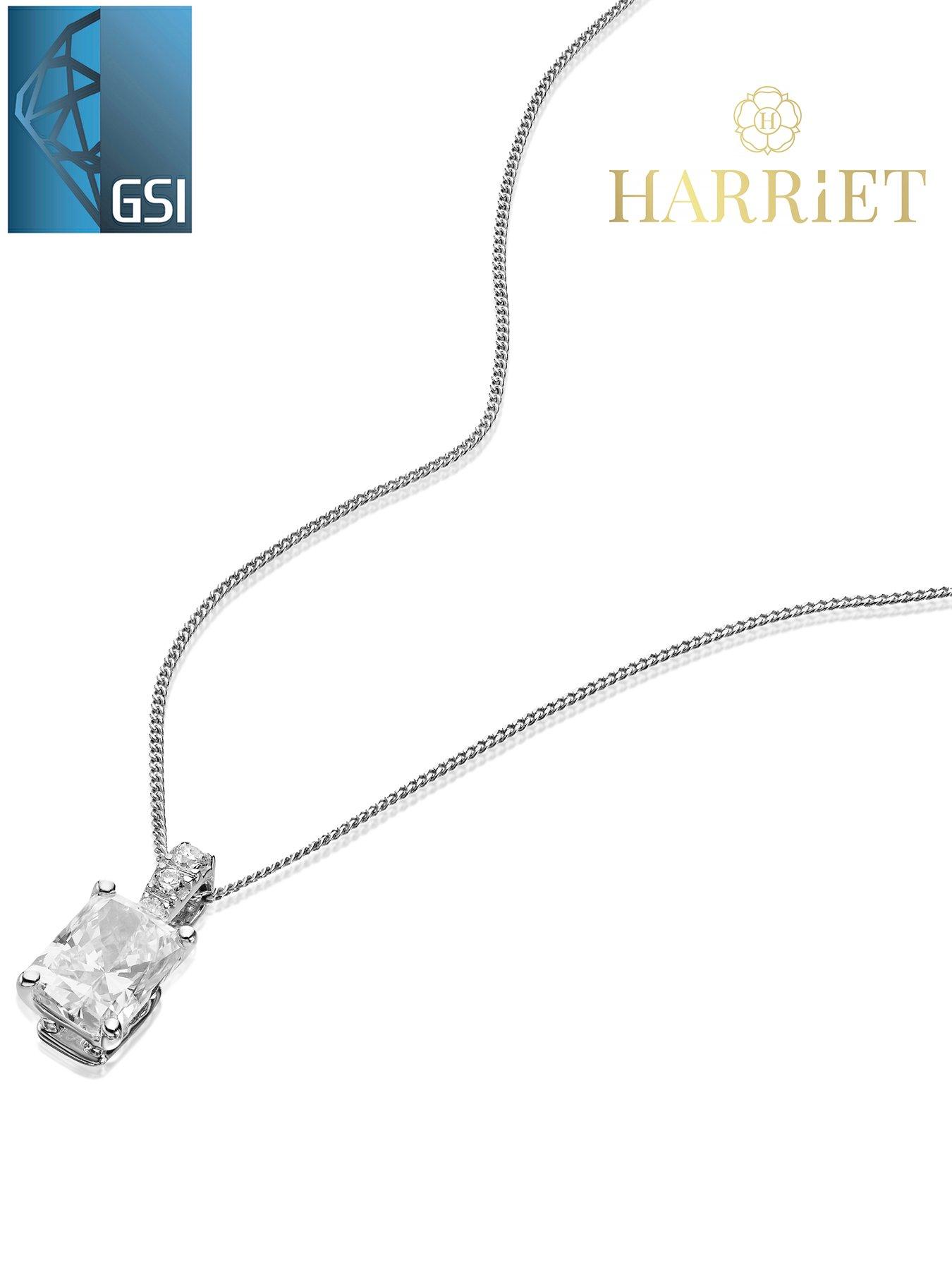 Image 3 of 7 of Harriet 9Ct White Gold 0.50Ct Lab-Grown Diamond Baguette Pendant Necklace