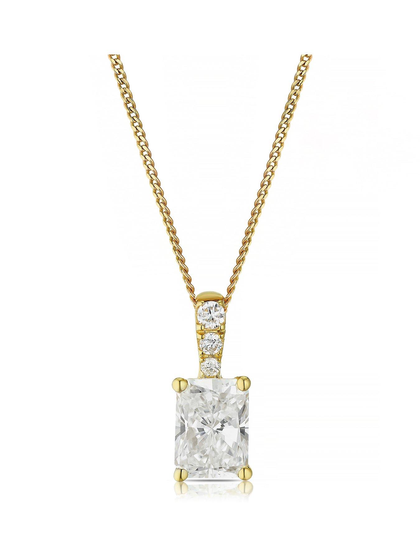 Harriet 9Ct 0.50Ct Lab-Grown Diamond Emerald Cut Pendant Necklace - Gold