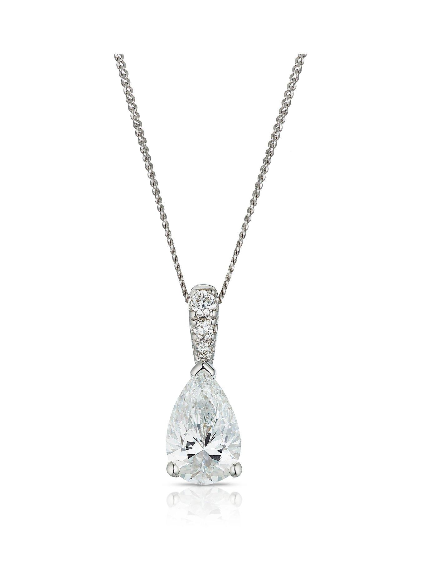 Image 1 of 5 of Harriet 9Ct White Gold 0.50Ct Lab-Grown Diamond Pear Pendant Necklace - Silver