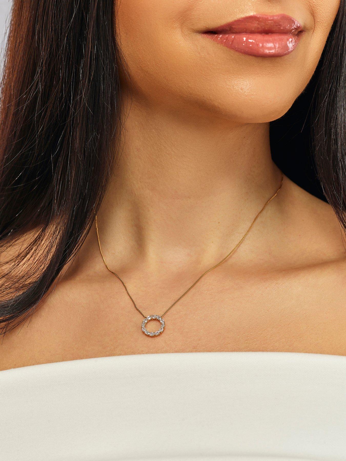 Harriet Sterling Silver  &  18ct Yellow Gold Plated Vermeil 0.50ct Lab-Grown Diamond Round  &  Oval Open Circle Pendant