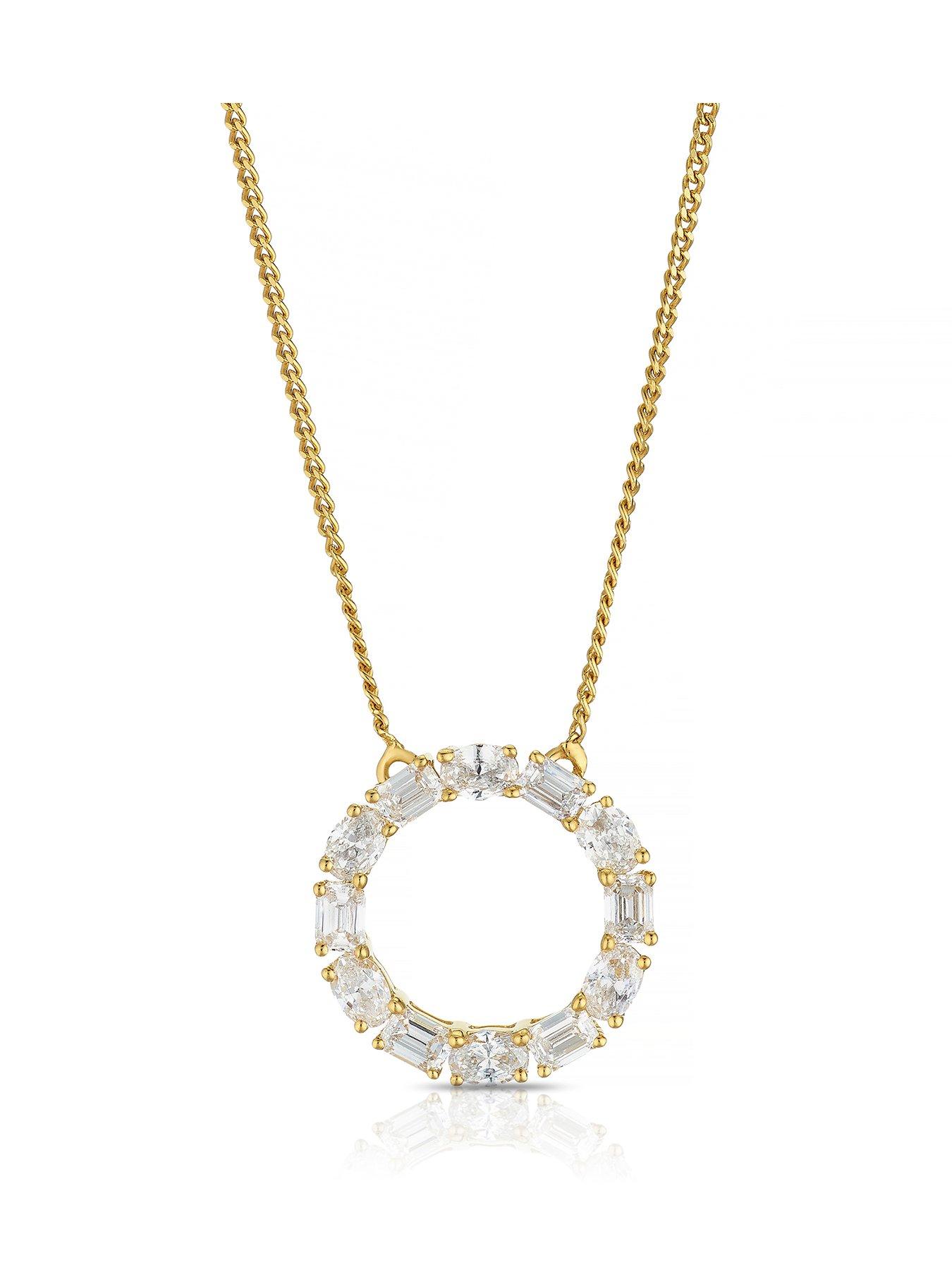Harriet Harriet Sterling Silver & 18ct Yellow Gold Plated Vermeil 0.50ct Lab-Grown Diamond Round & Oval Open Circle Pendant