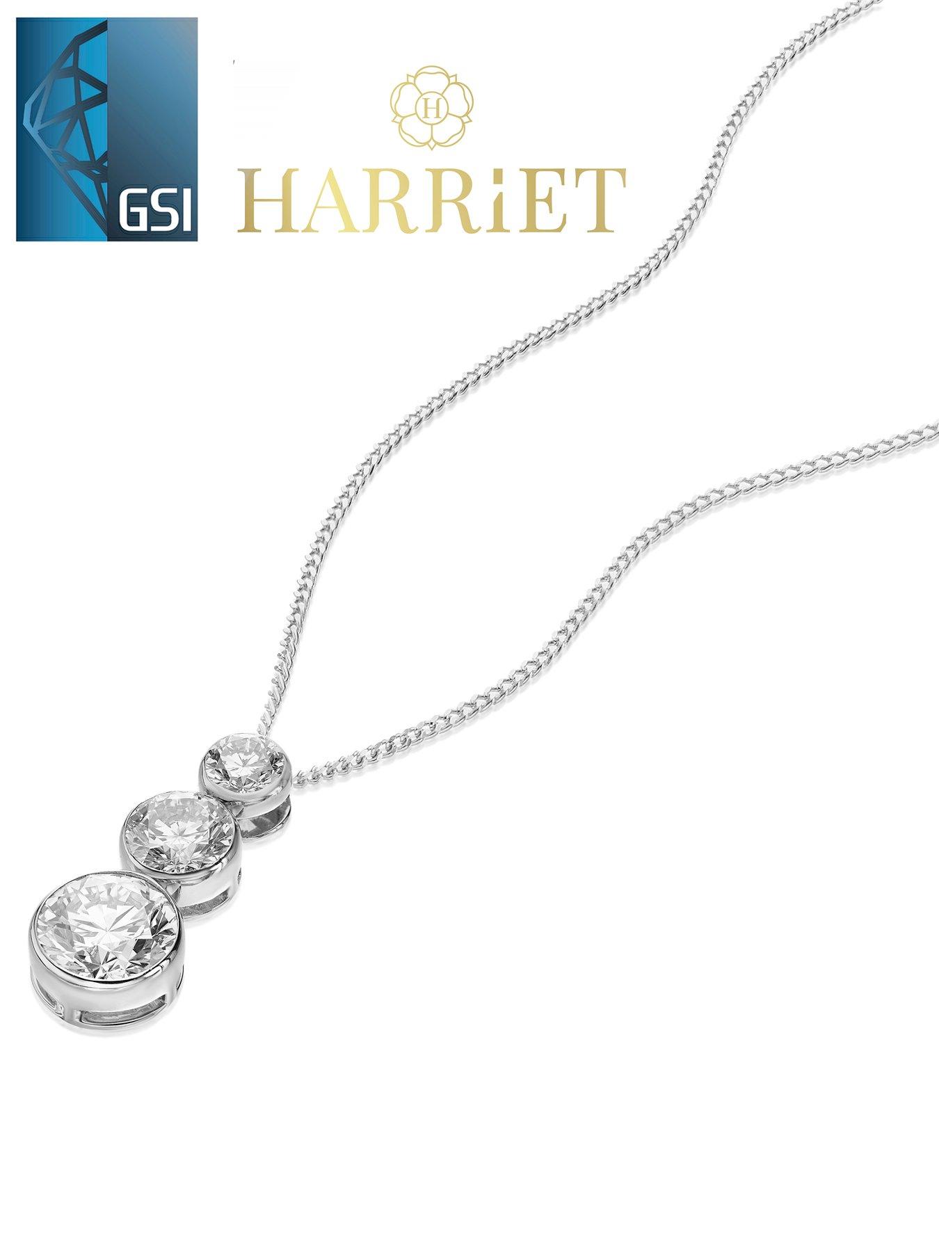 Image 2 of 7 of Harriet Sterling 1Ct Lab-Grown Diamond Graduated Dew Drop Pendant Necklace - Silver