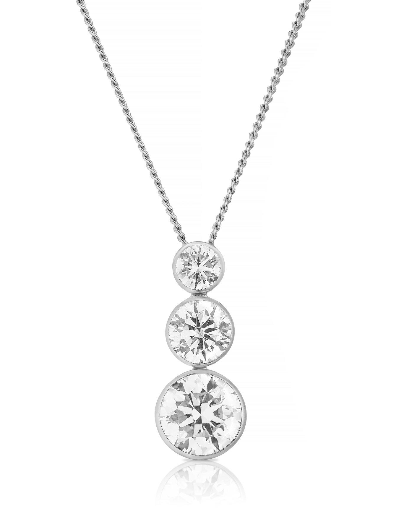 Image 5 of 7 of Harriet Sterling 1Ct Lab-Grown Diamond Graduated Dew Drop Pendant Necklace - Silver