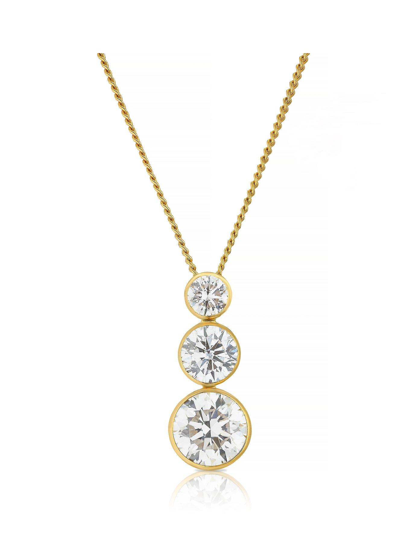 Harriet Sterling Silver  &  18ct Yellow Gold Plated Vermeil 1ct Lab-Grown Diamond Graduate Dew Drop Pendant Necklace