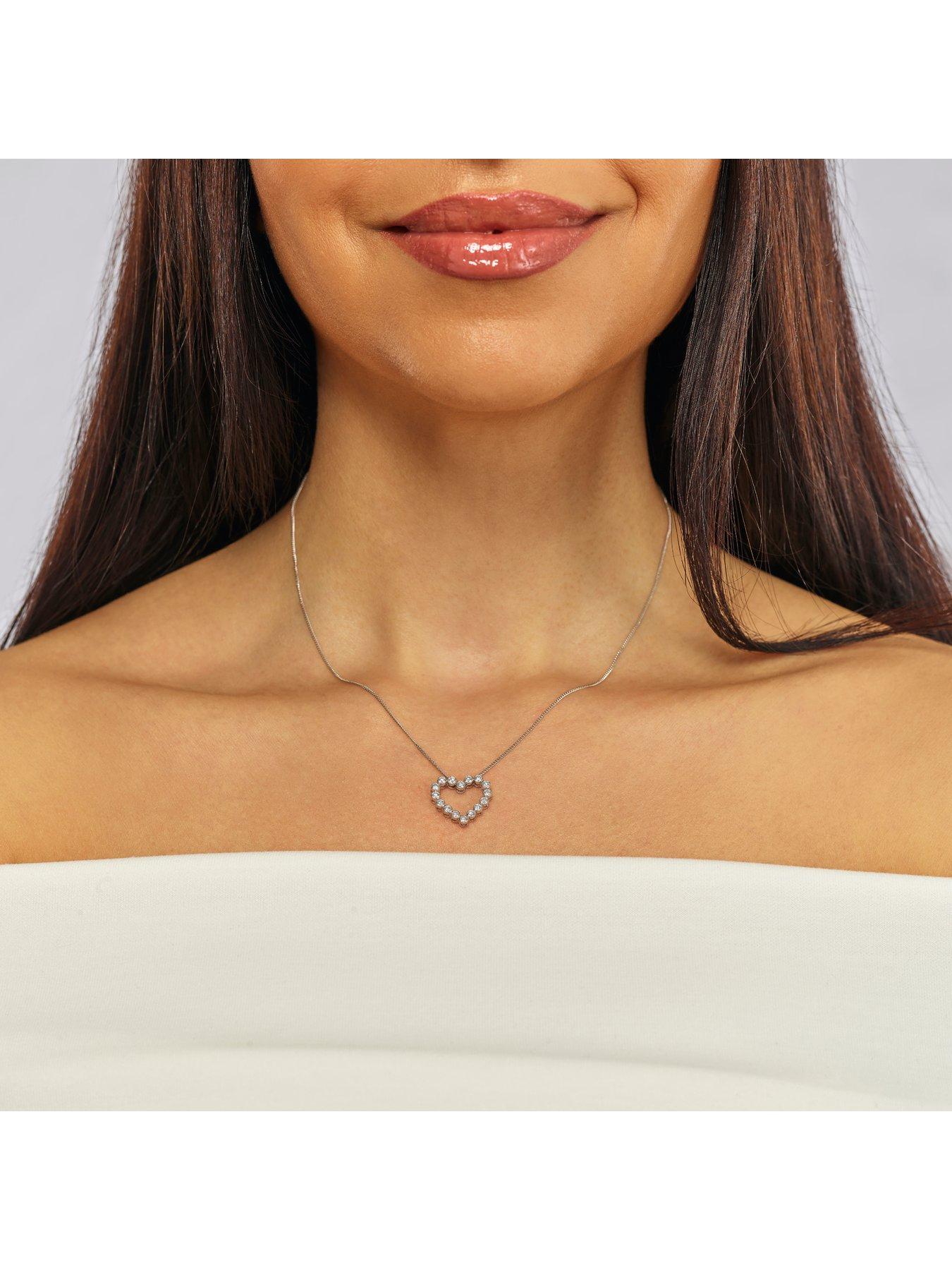 Image 4 of 6 of Harriet Sterling 0.50Ct Lab-Grown Diamond Heart Pendant Necklace - Silver