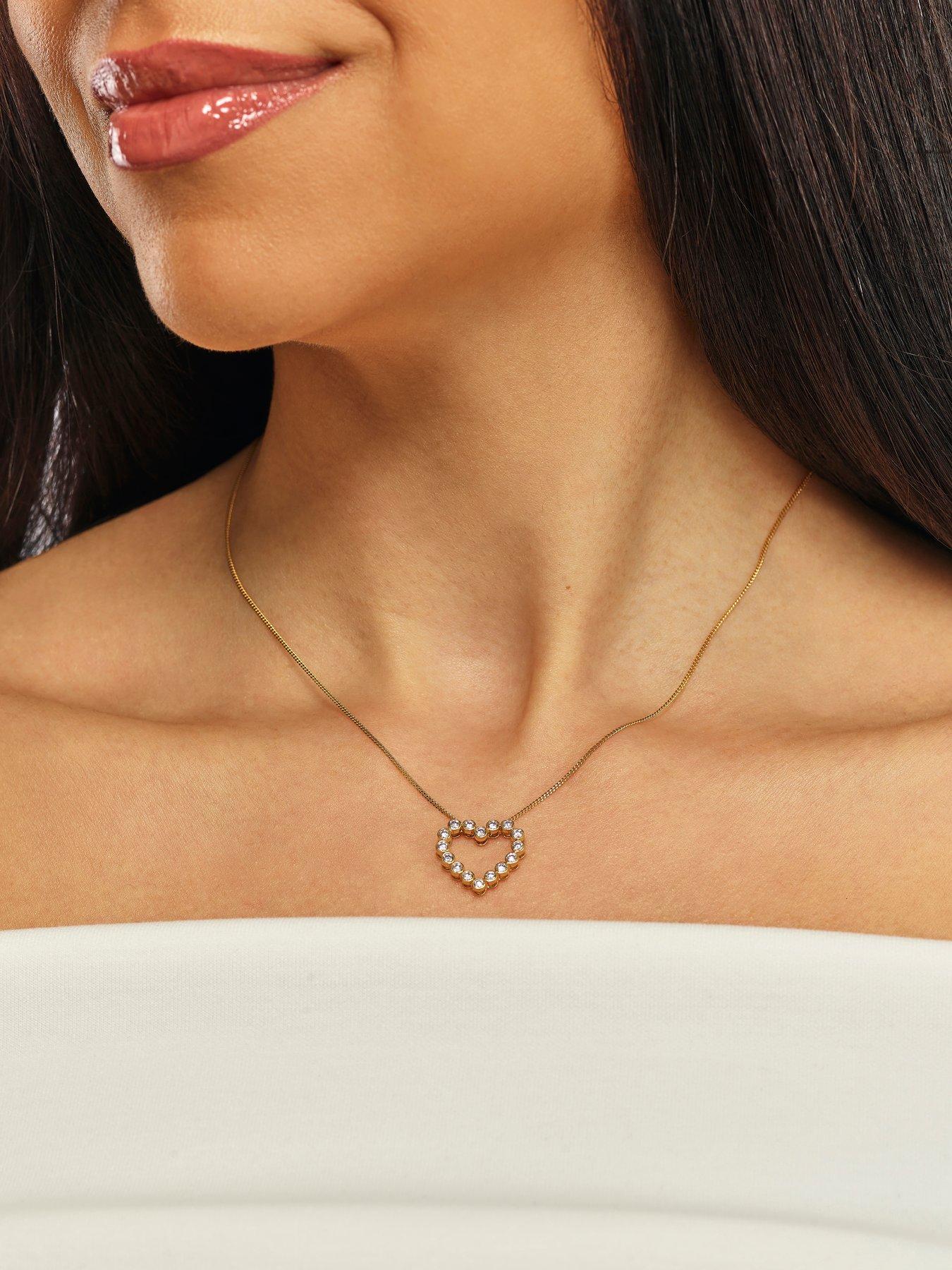 Harriet Sterling Silver  &  18Ct Plated Vermeil 0.50Ct Lab-Grown Diamond Heart Pendant Necklace - Gold