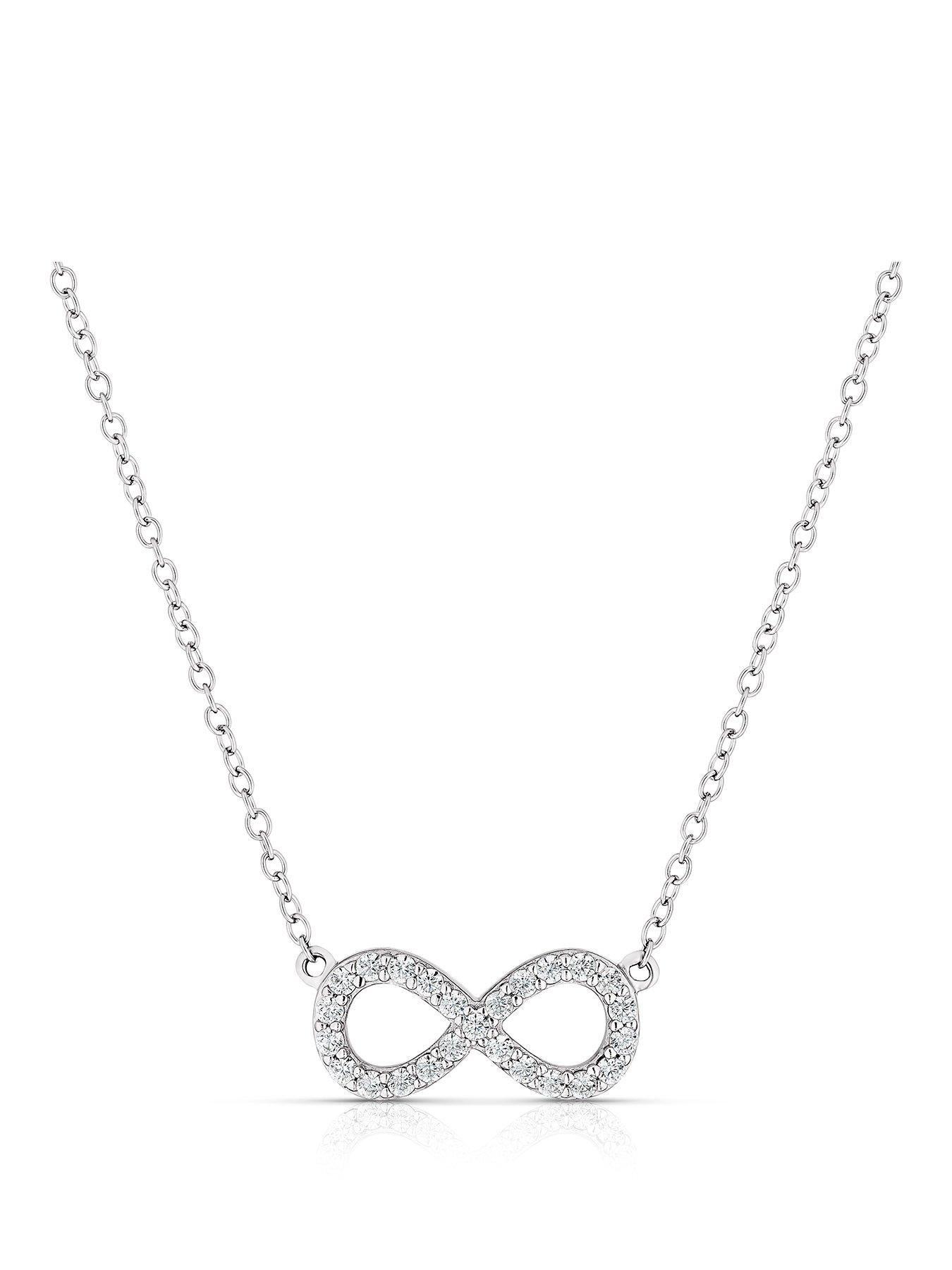  image of ernest-jones-sterling-cubic-zirconia-eternity-symbol-necklace-silver