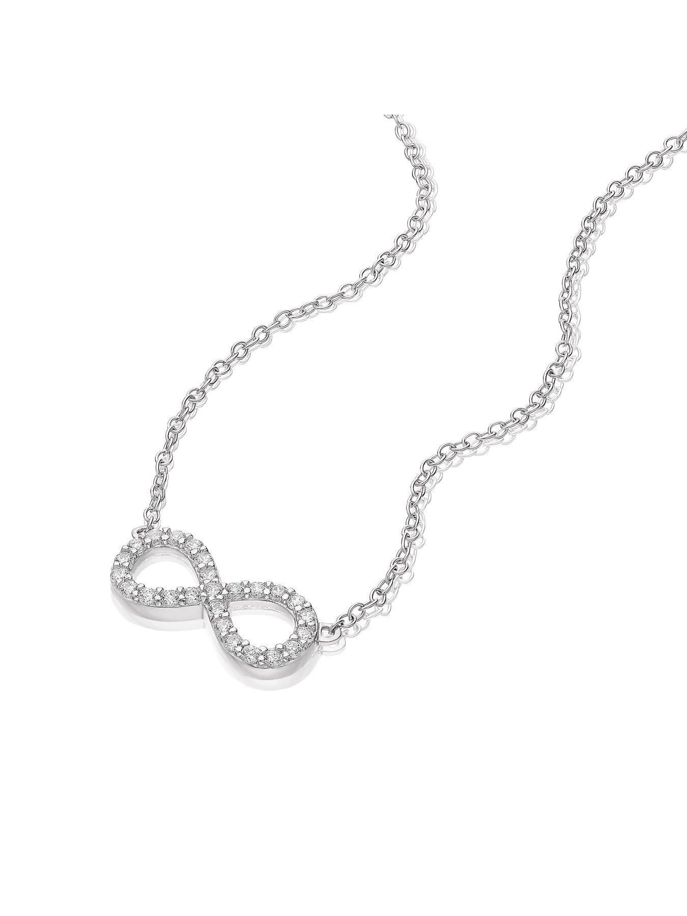  image of ernest-jones-sterling-cubic-zirconia-eternity-symbol-necklace-silver