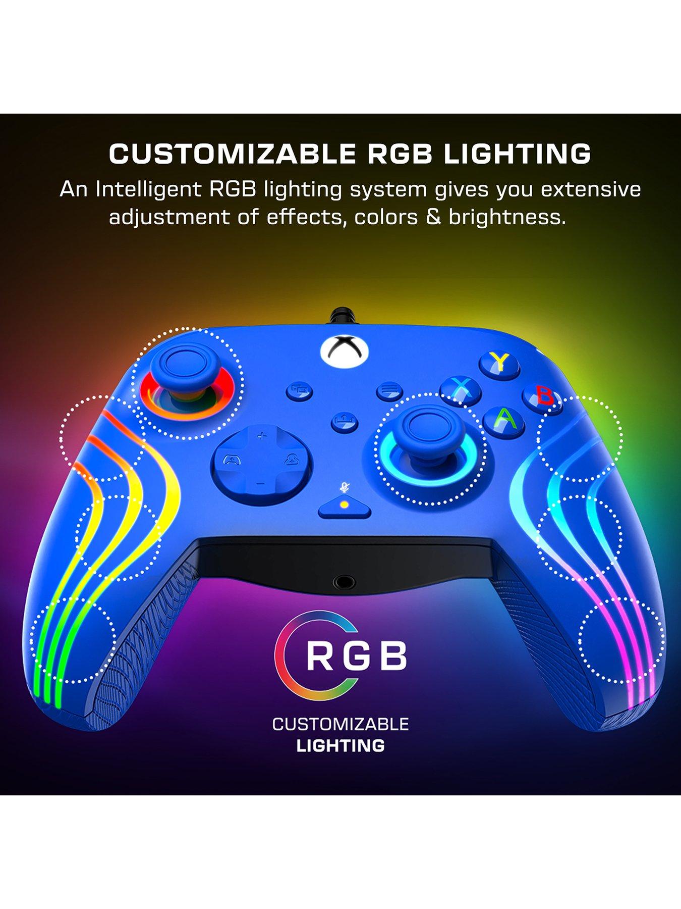  image of turtle-beach-afterglow-wave-wired-rgb-gaming-controller-for-xbox-amp-pc-blue