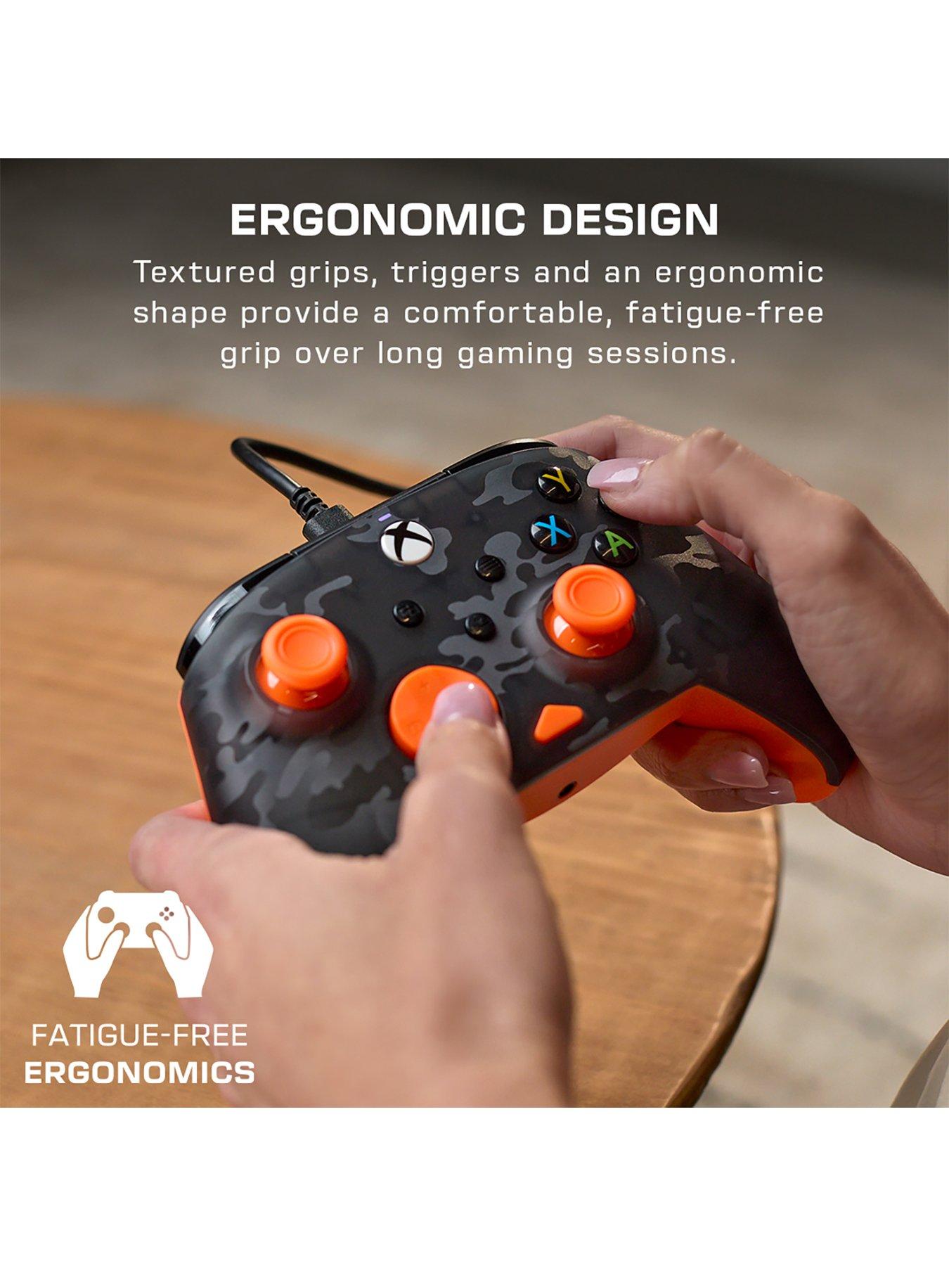  image of turtle-beach-rematch-core-wired-gaming-controller-for-xbox-amp-pc-ghost-black-camo-amp-orange
