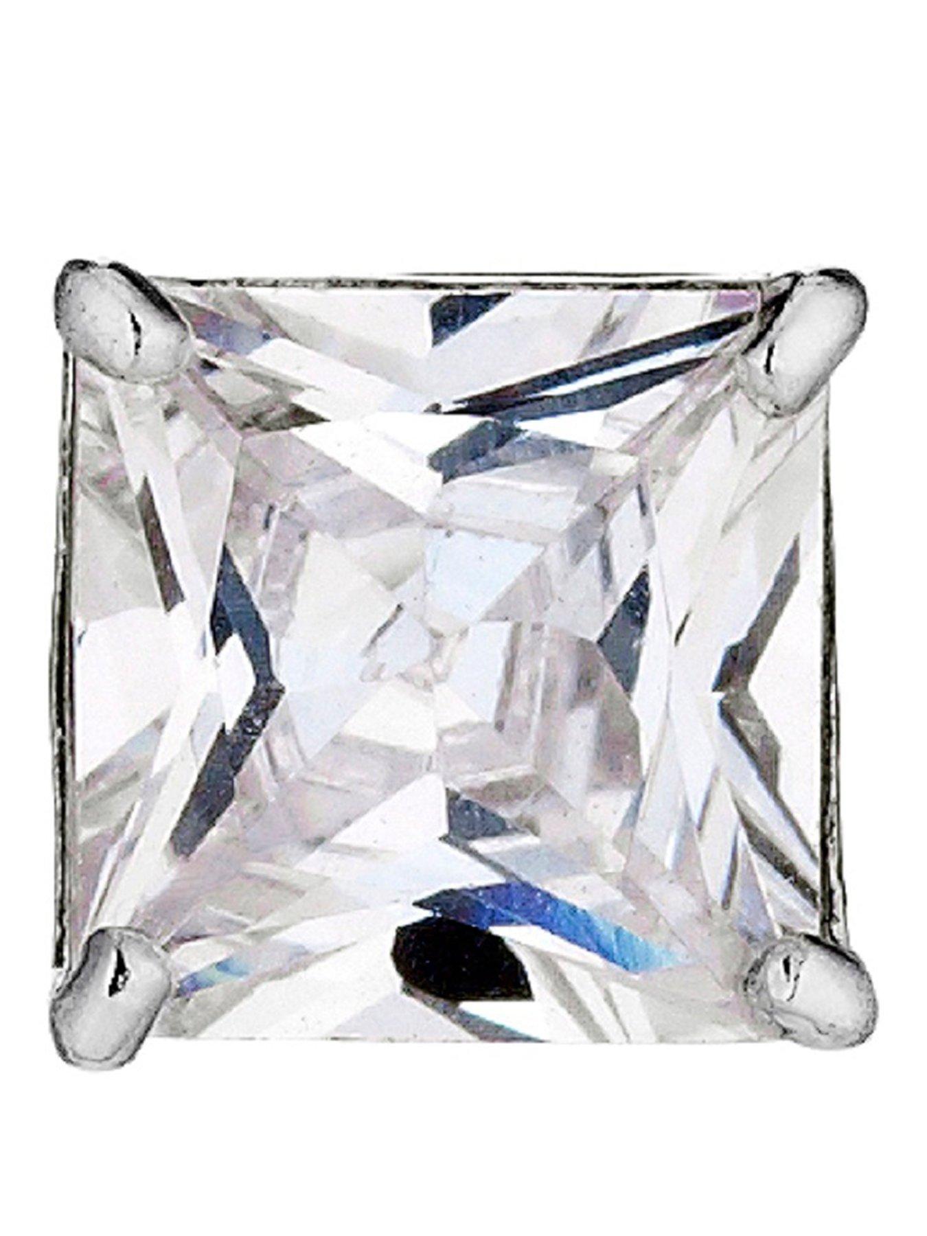 H. Samuel 9ct White Gold Cubic Zirconia Stud Earring