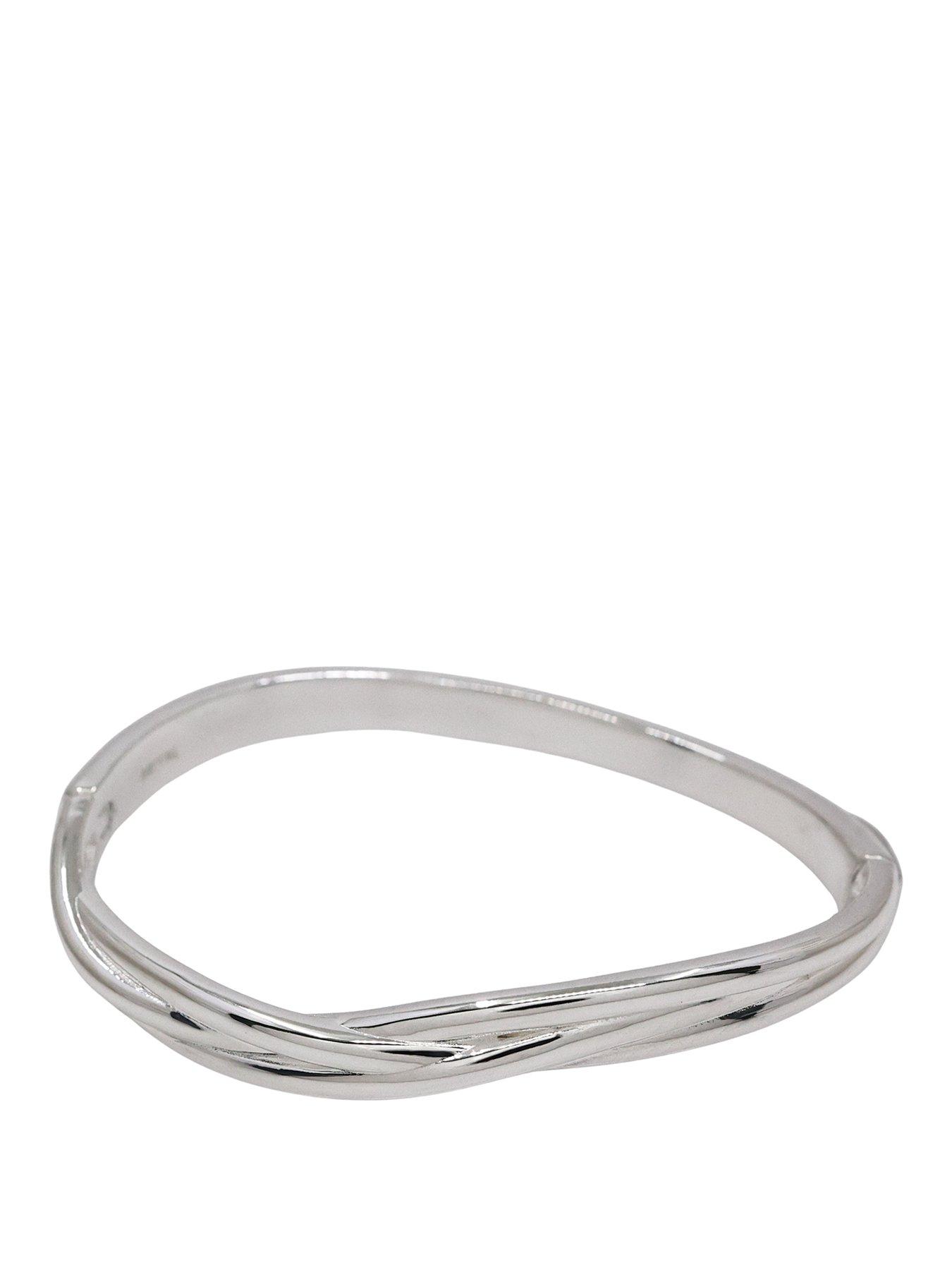 front image of the-edit-hs-edit-sterling-silver-plated-abstract-entwined-bangle