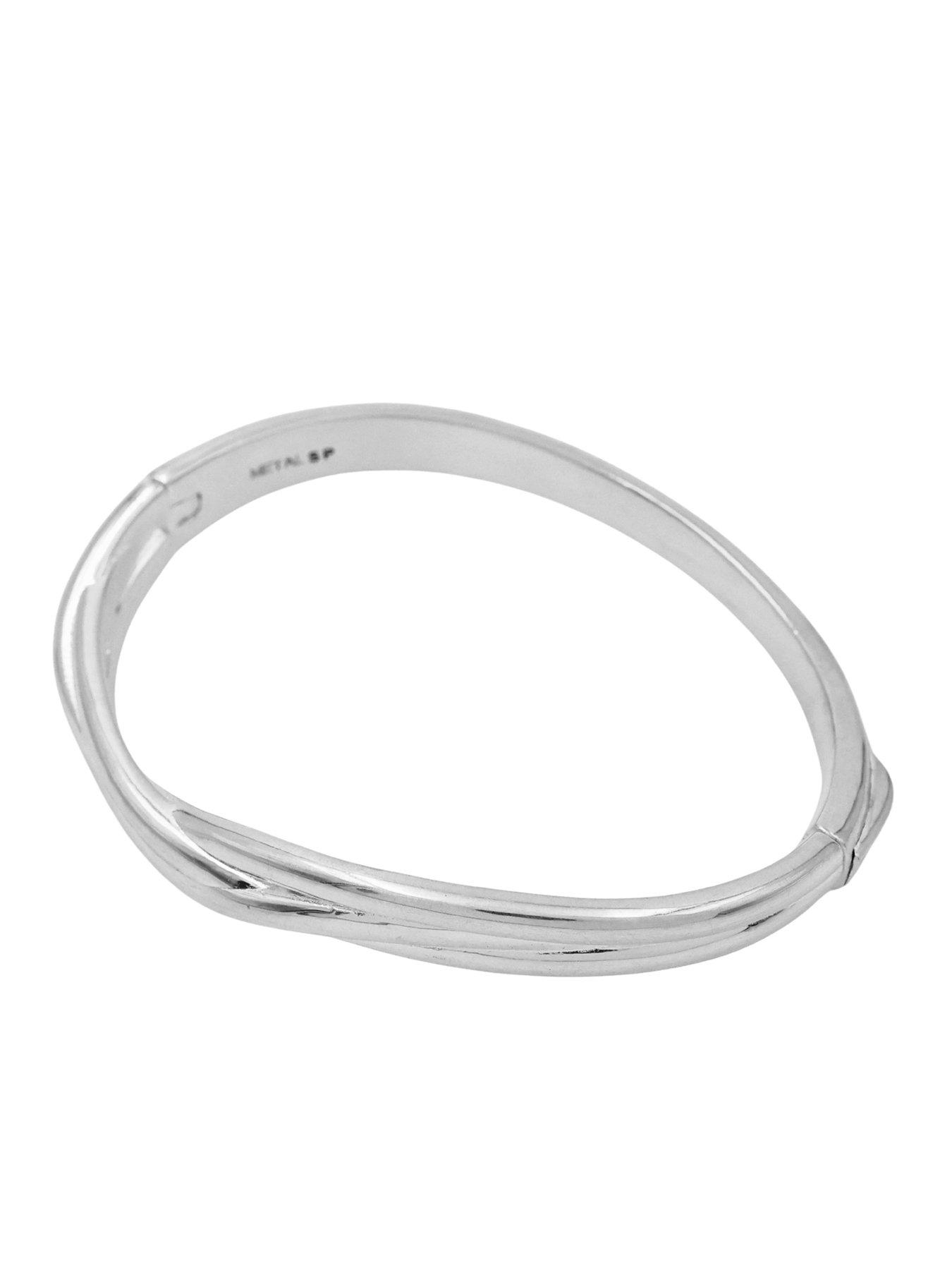 Image 2 of 4 of The Edit HS The Edit Sterling Silver Plated Abstract Entwined Bangle