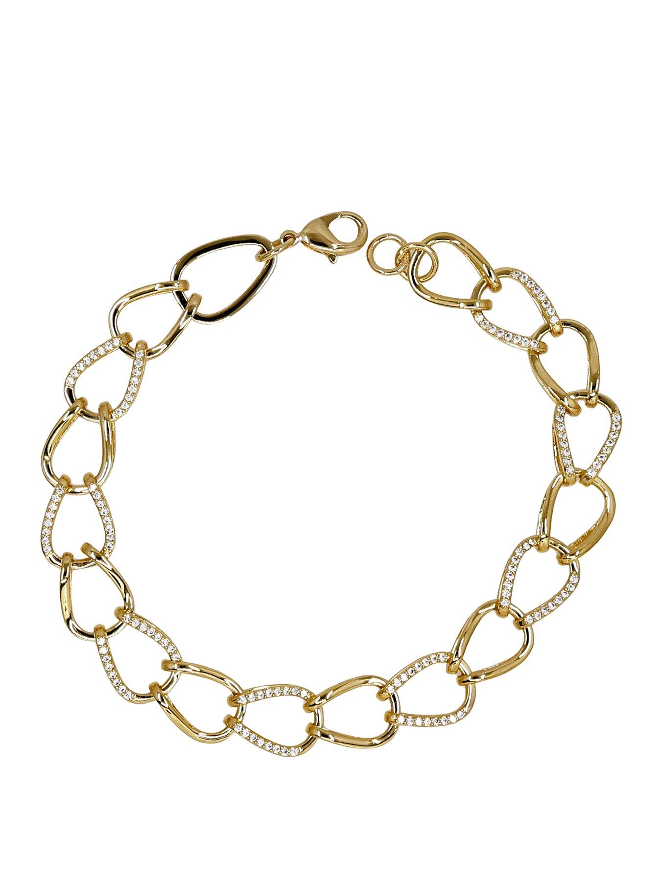 Image 1 of 5 of The Edit HS Chains 18Ct Cubic Zirconia Chunky Large Link Chain Bracelet - Gold