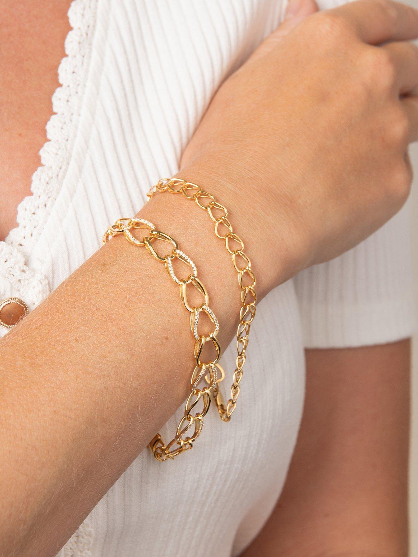 Image 3 of 5 of The Edit HS Chains 18Ct Cubic Zirconia Chunky Large Link Chain Bracelet - Gold