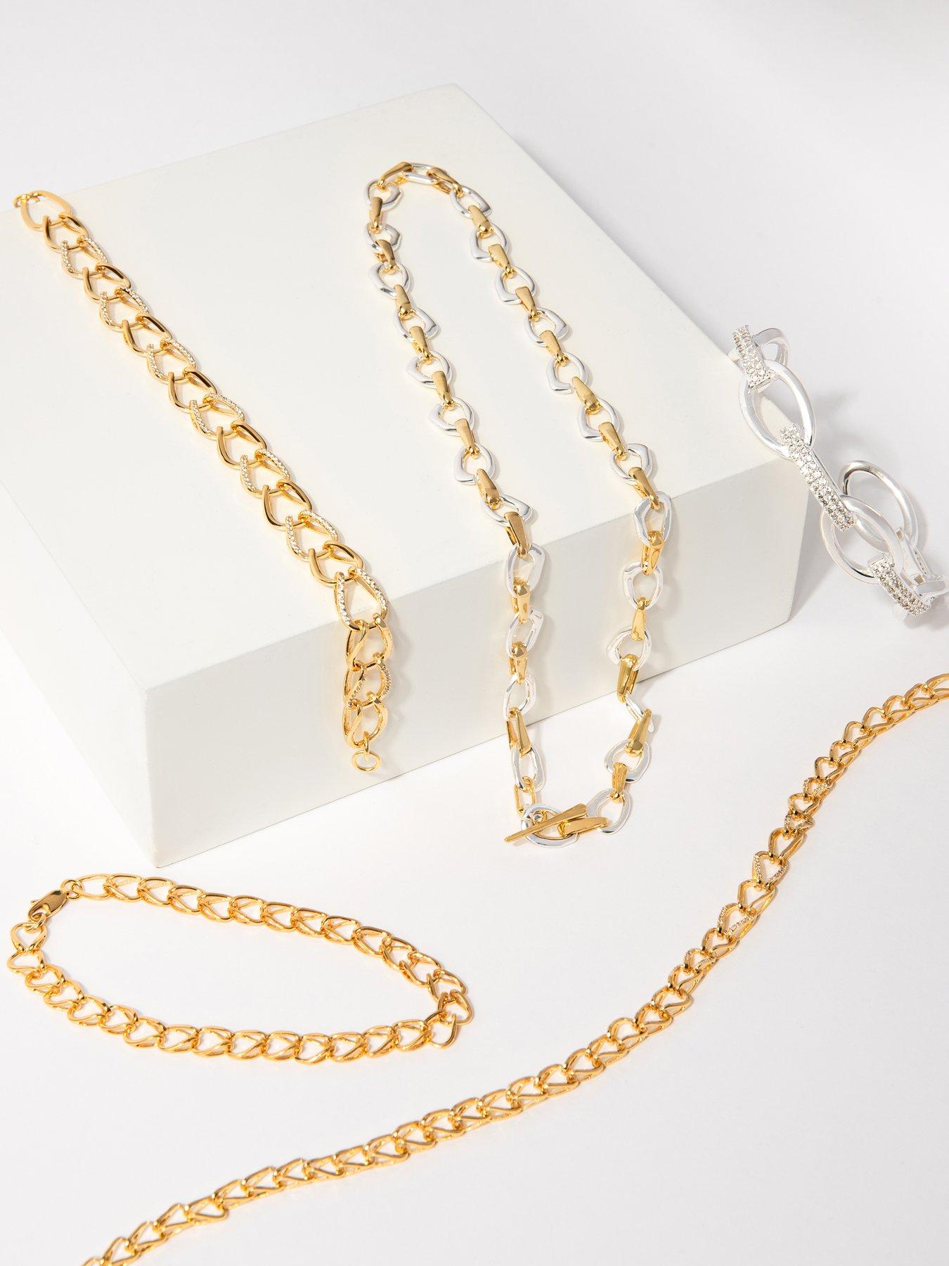 Image 5 of 5 of The Edit HS Chains 18Ct Cubic Zirconia Chunky Large Link Chain Bracelet - Gold