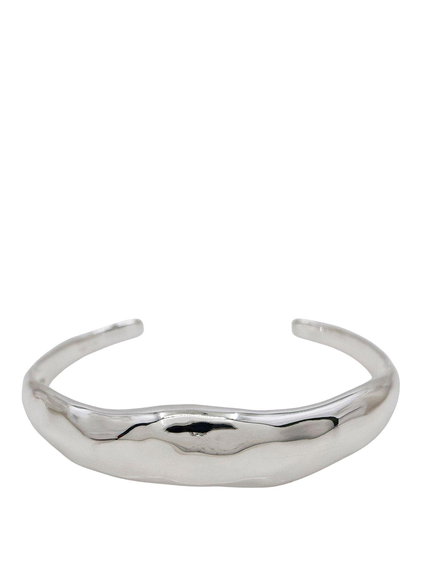 image of the-edit-hs-edit-molten-sterling-silver-plated-moulded-chunky-bangle