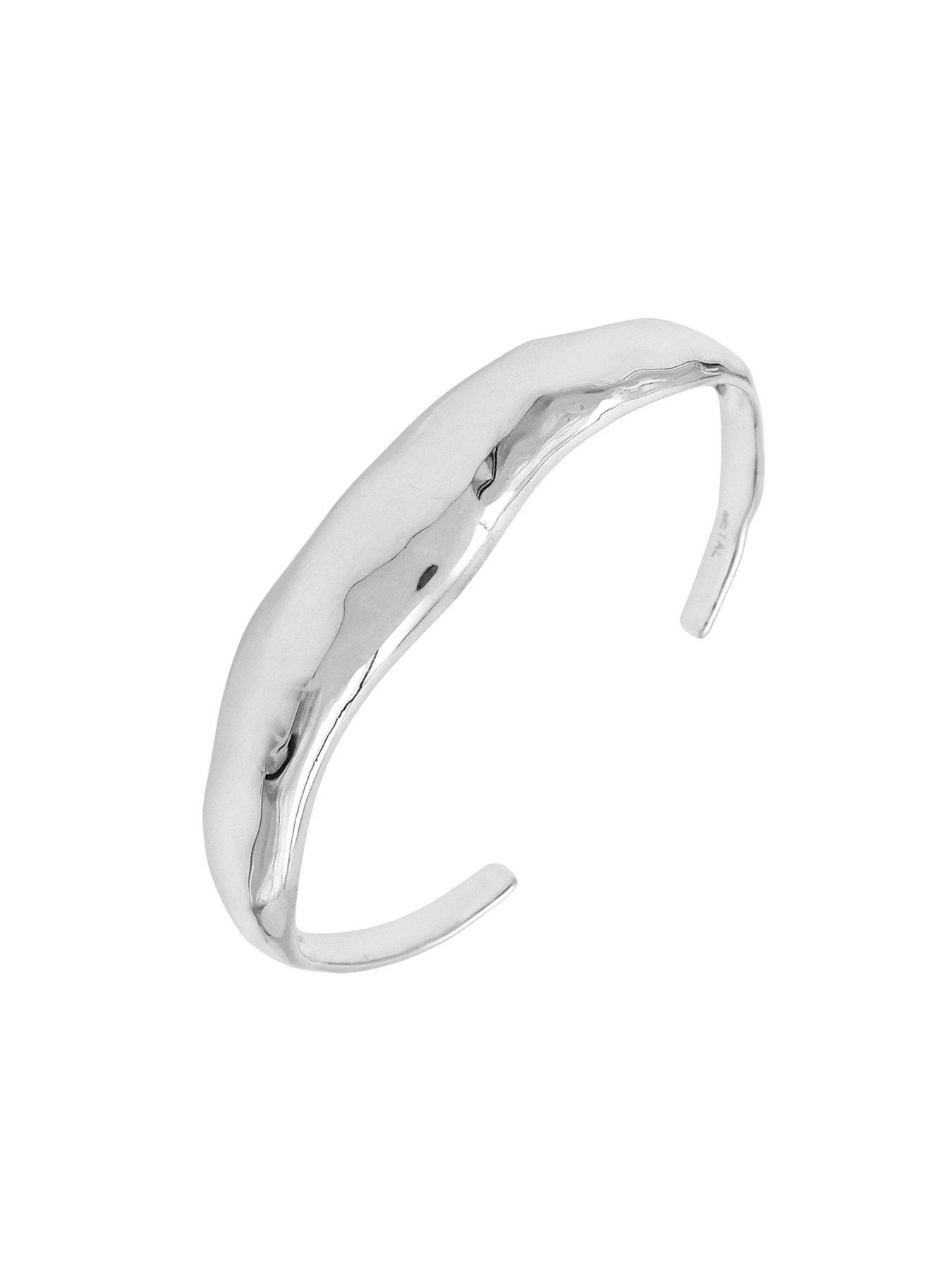  image of the-edit-hs-edit-molten-sterling-silver-plated-moulded-chunky-bangle