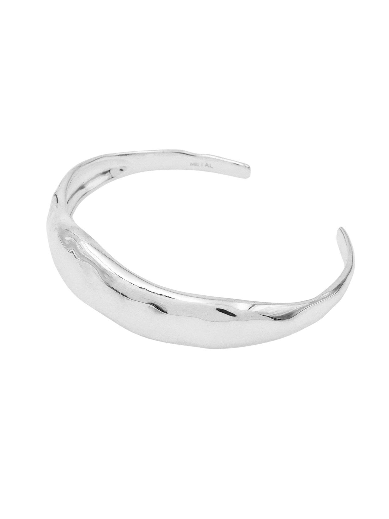  image of the-edit-hs-edit-molten-sterling-silver-plated-moulded-chunky-bangle
