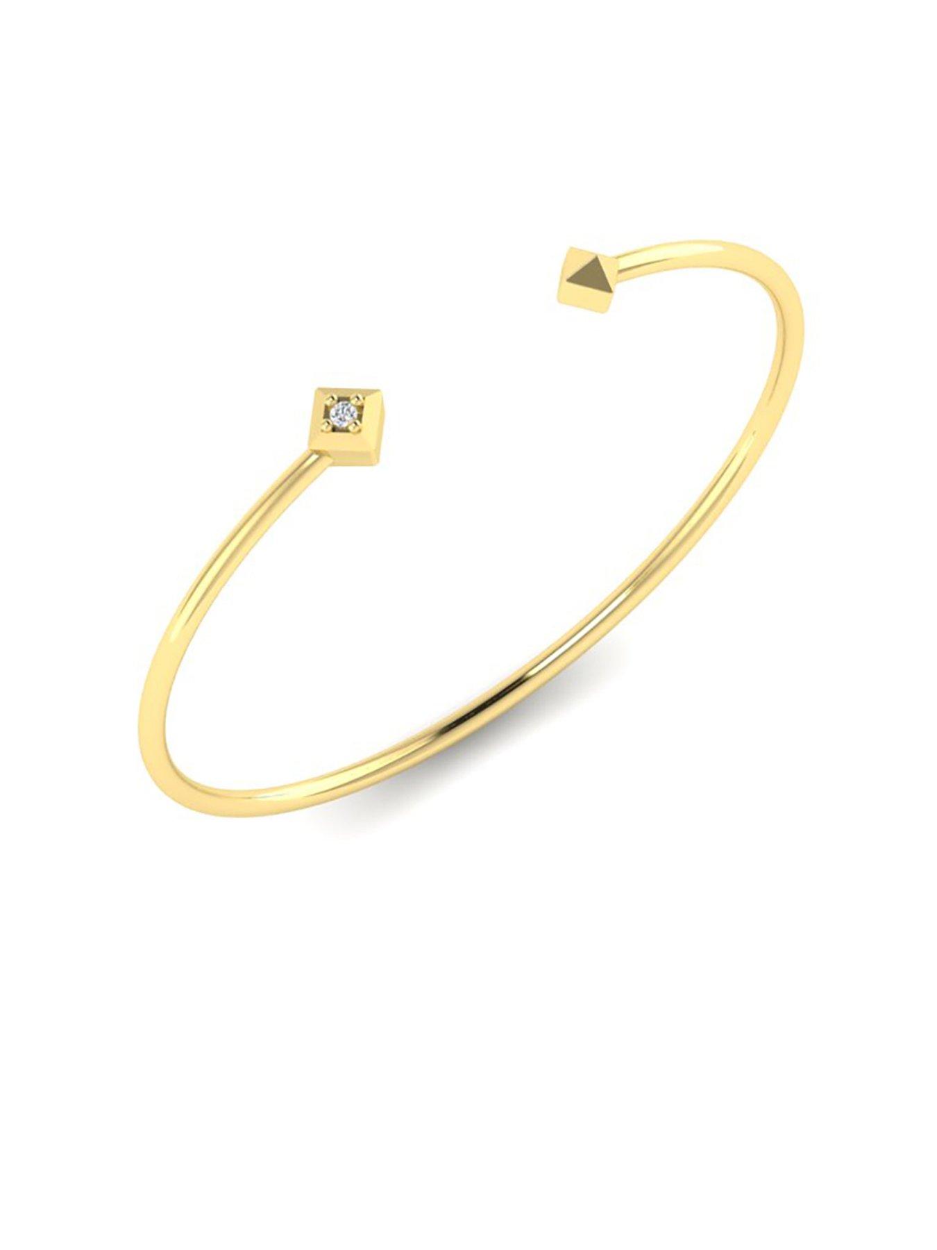 Kleora Pyramid Modern Electrum Diamond Pyramid Bangle - Gold | Littlewoods
