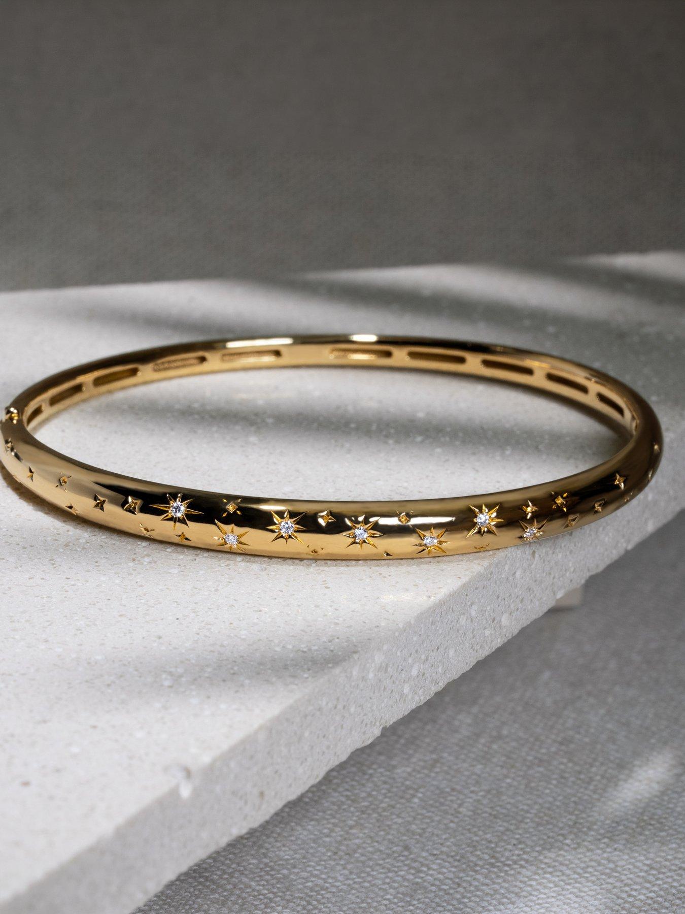 Image 3 of 7 of Kleora Aurora Modern Electrum Diamond Star Burst Bangle - Gold