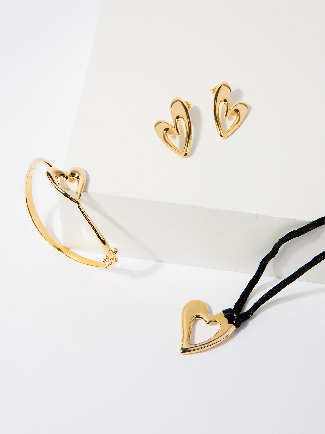 Image 4 of 4 of The Edit Hs Hearts 18Ct Plated Abstract Heart Bangle - Gold