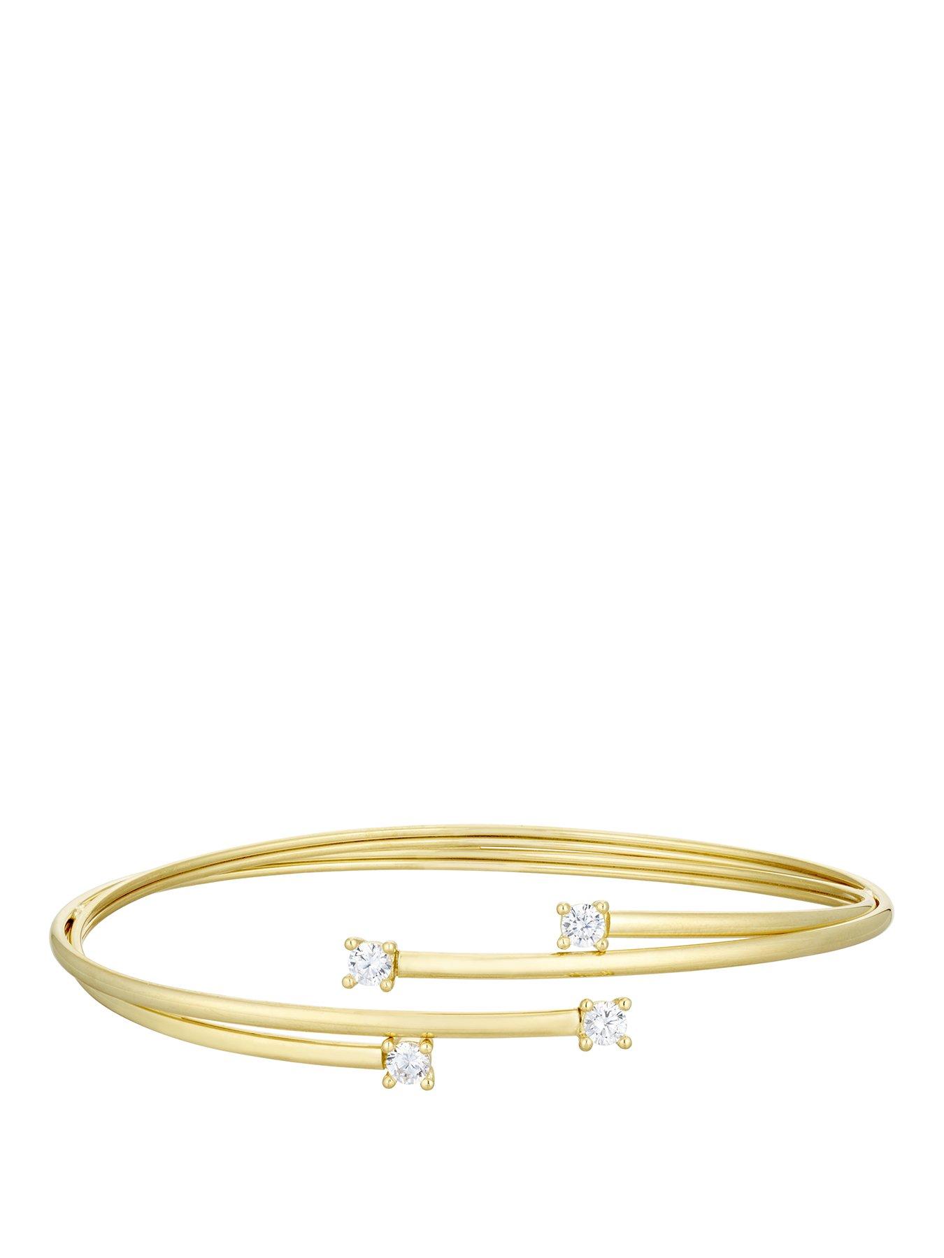 H. Samuel Together Silver & 9ct Bonded Gold Crossover Cubic Zirconia Bangle