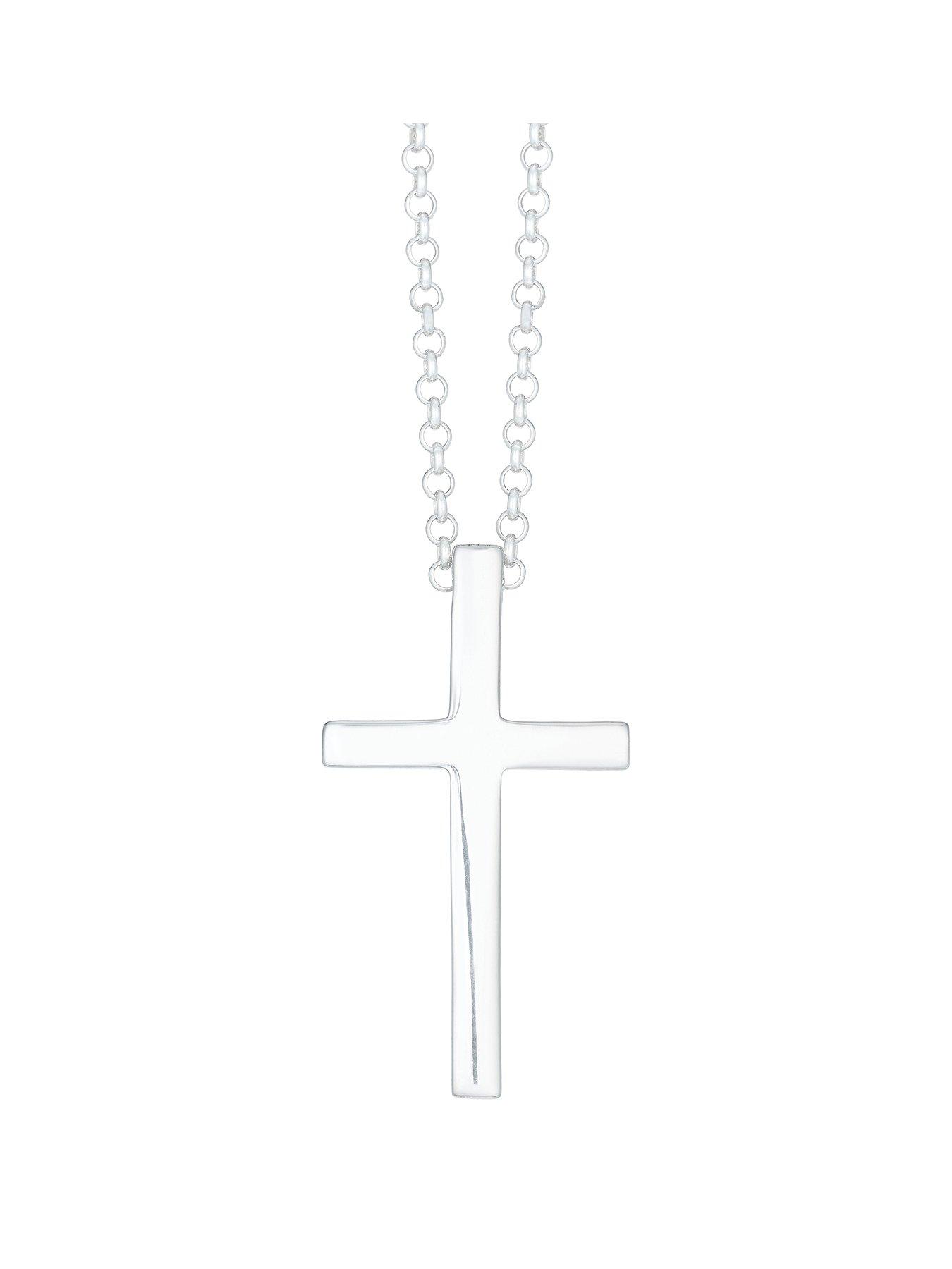 H. Samuel Sterling Silver 20" Belcher Chain & Polished Cross Pendant