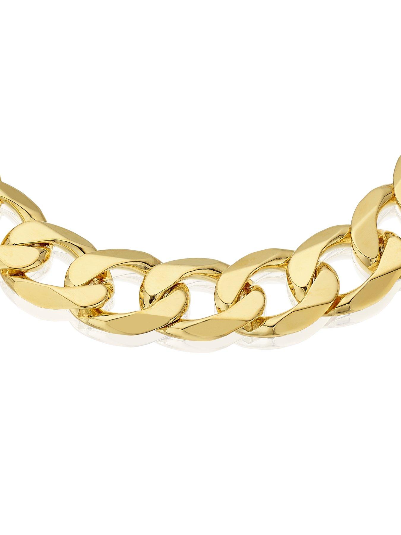  image of ernest-jones-9ct-mens-9-solid-curb-chain-bracelet-gold