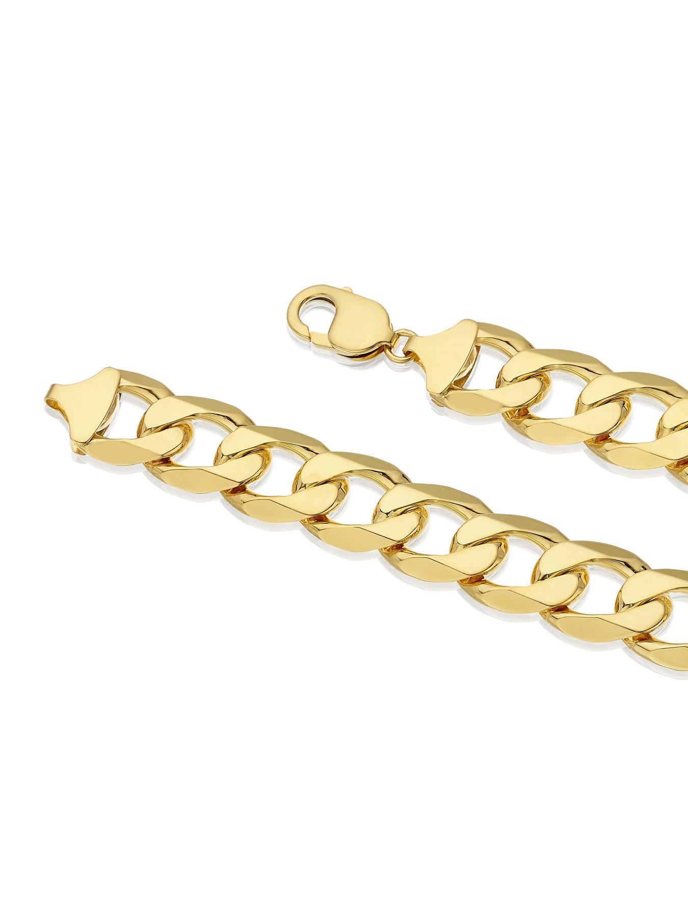  image of ernest-jones-9ct-mens-9-solid-curb-chain-bracelet-gold