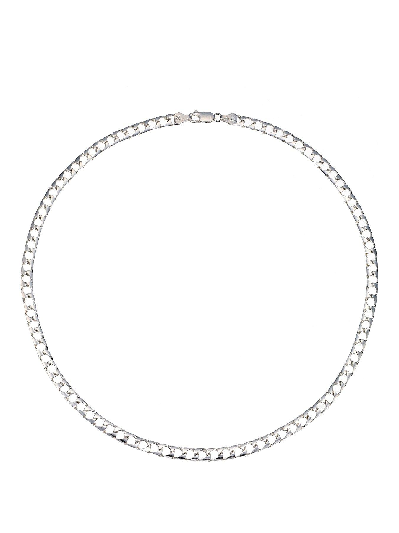 Ernest Jones Sterling 20" Flat Square Curb Chain - Silver