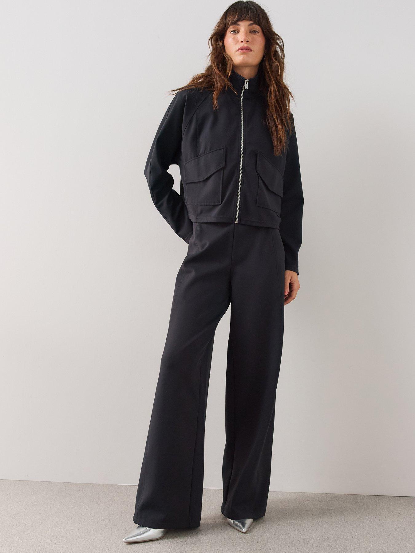Image 3 of 7 of The Very Collection Scuba Utility Jacket Co-Ord - Black