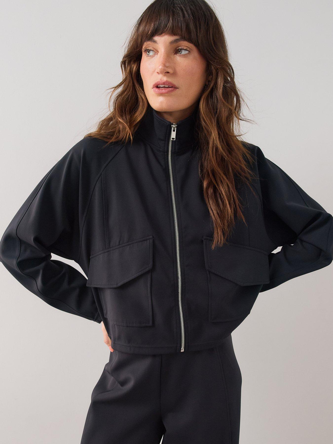 Image 4 of 7 of The Very Collection Scuba Utility Jacket Co-Ord - Black