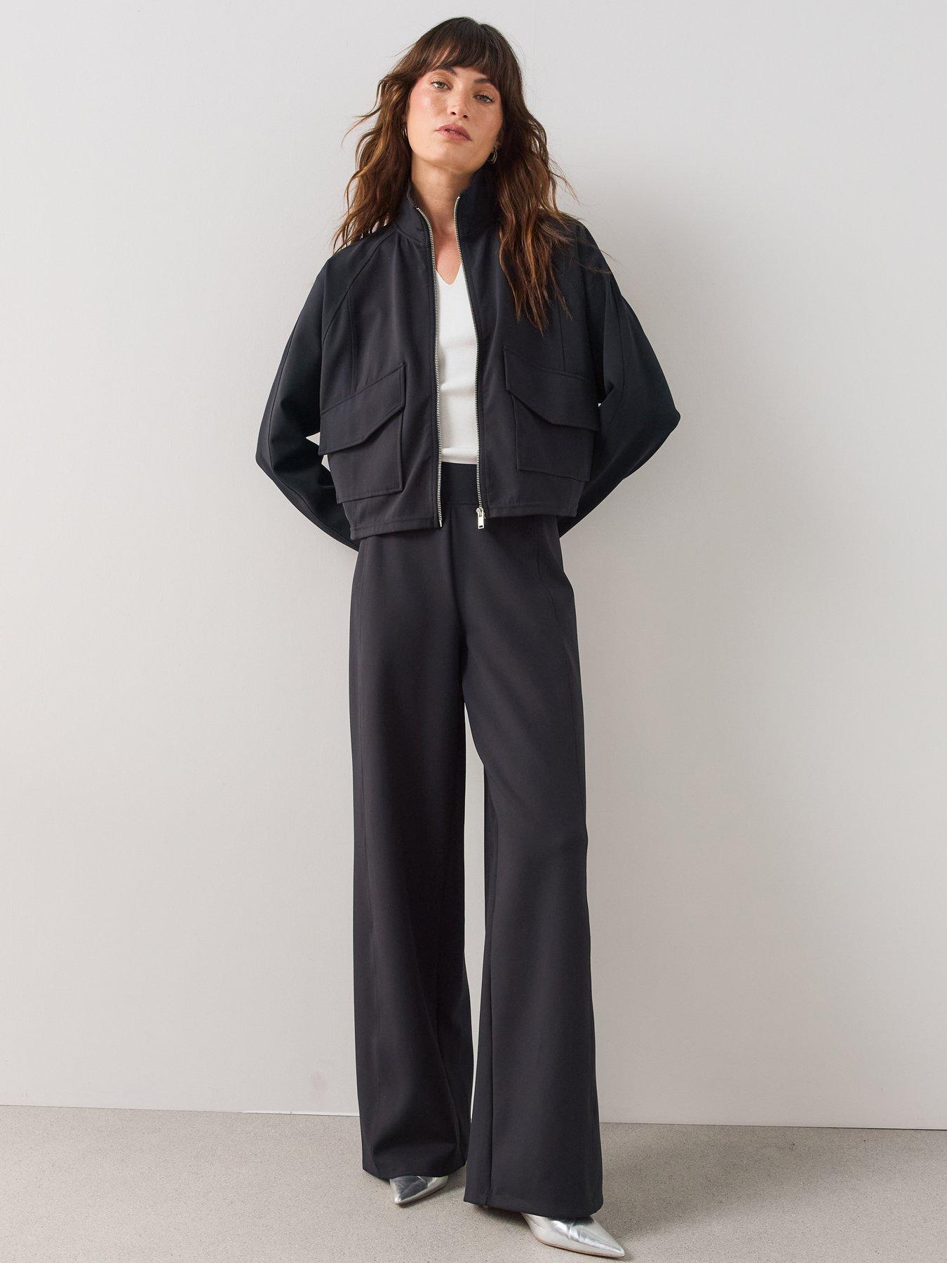 Image 5 of 7 of The Very Collection Scuba Utility Jacket Co-Ord - Black