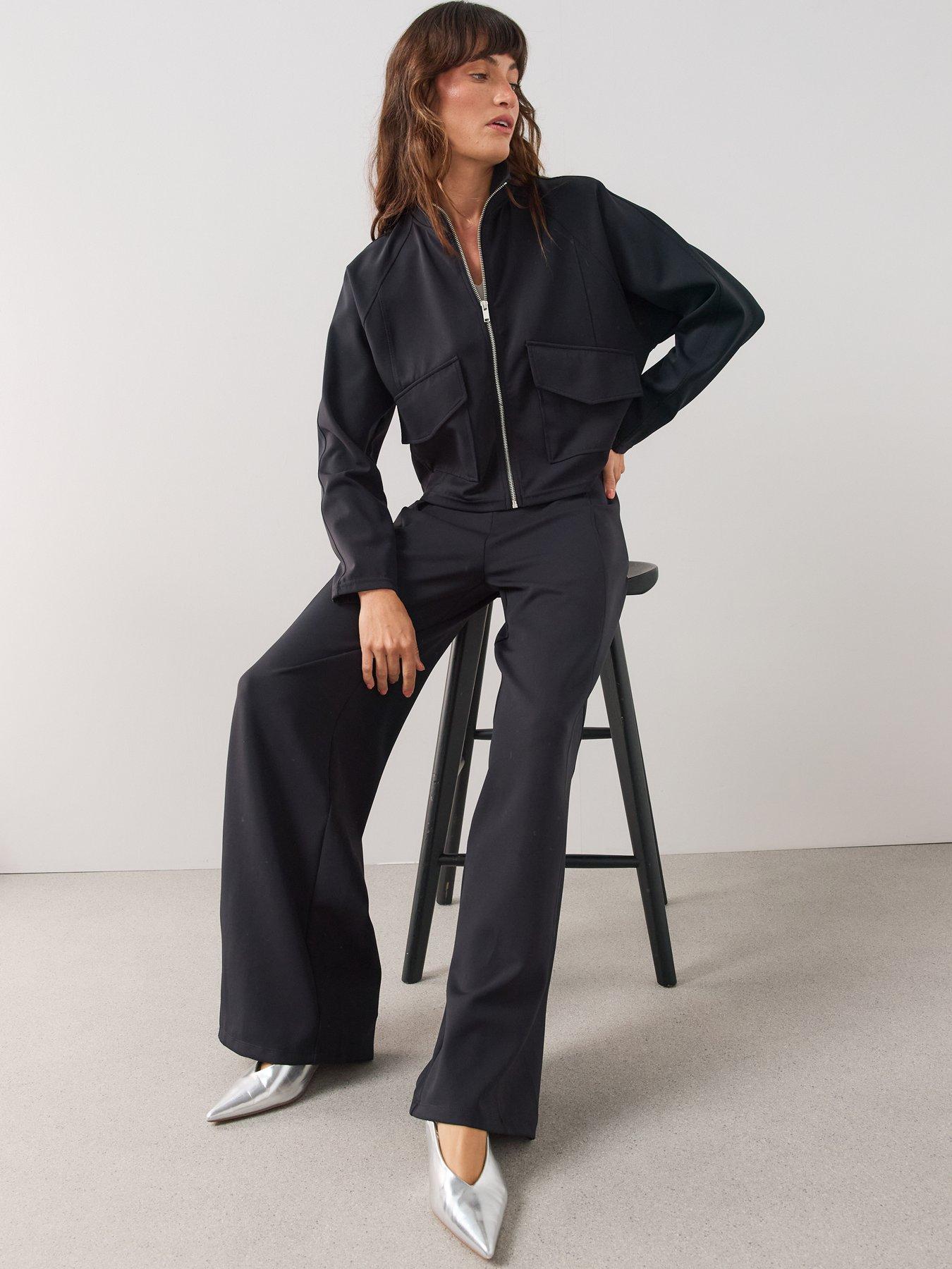 Image 6 of 7 of The Very Collection Scuba Utility Jacket Co-Ord - Black