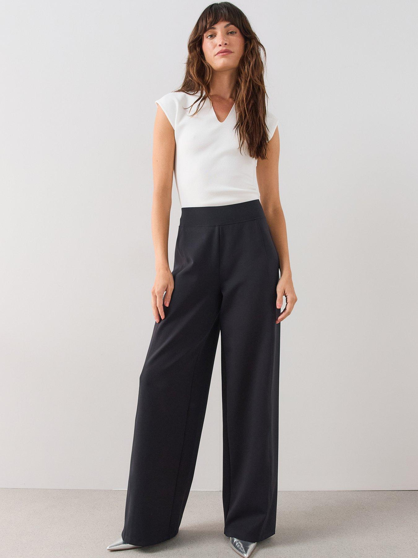 The Very Collection Scuba Wide Leg Trouser Co-Ord - Black