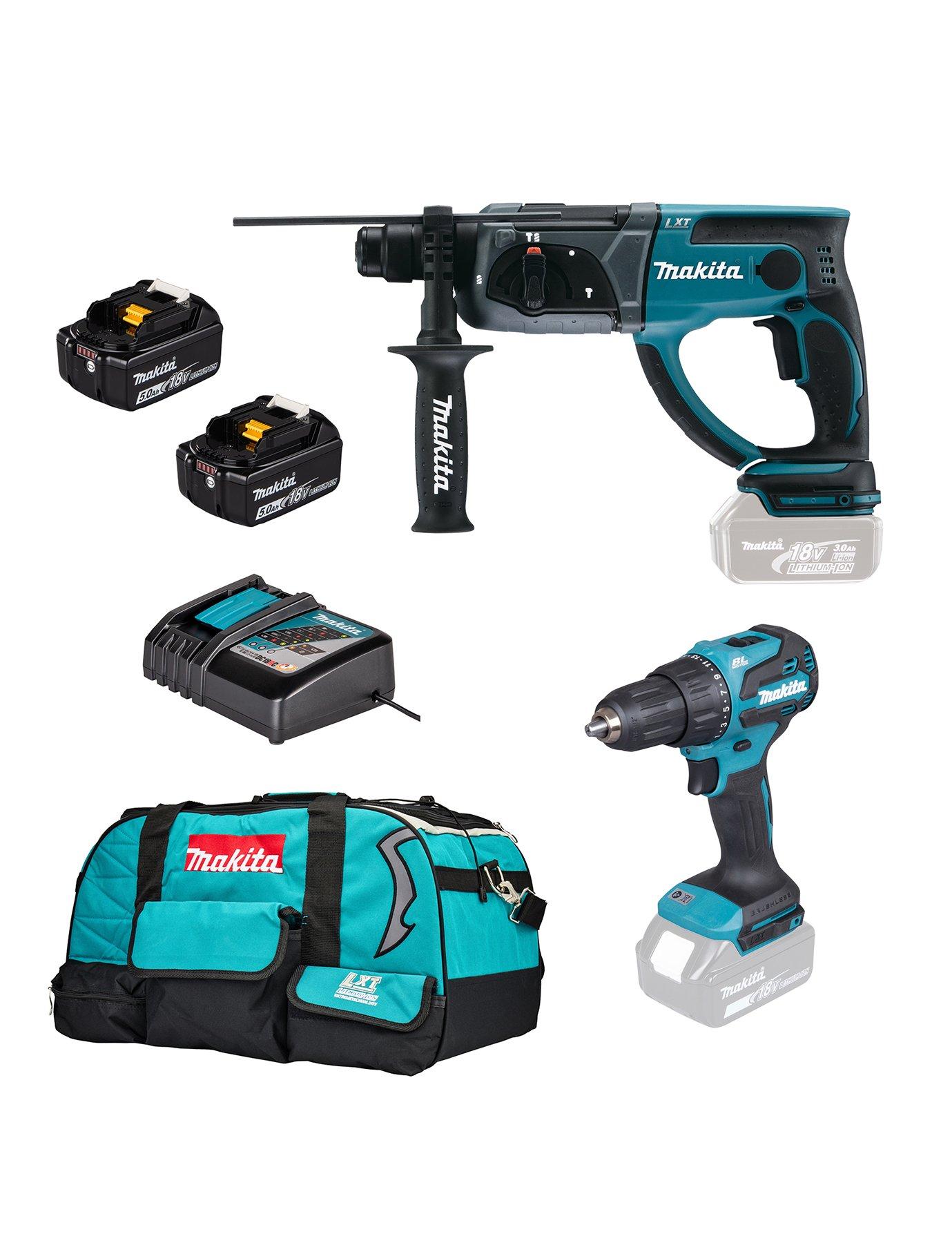 front image of makita-18v-lxt-combi-sds-drill-2-x-5ah