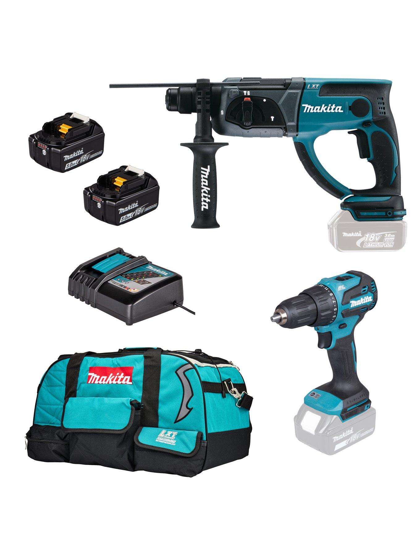  image of makita-18v-lxt-combi-sds-drill-2-x-5ah