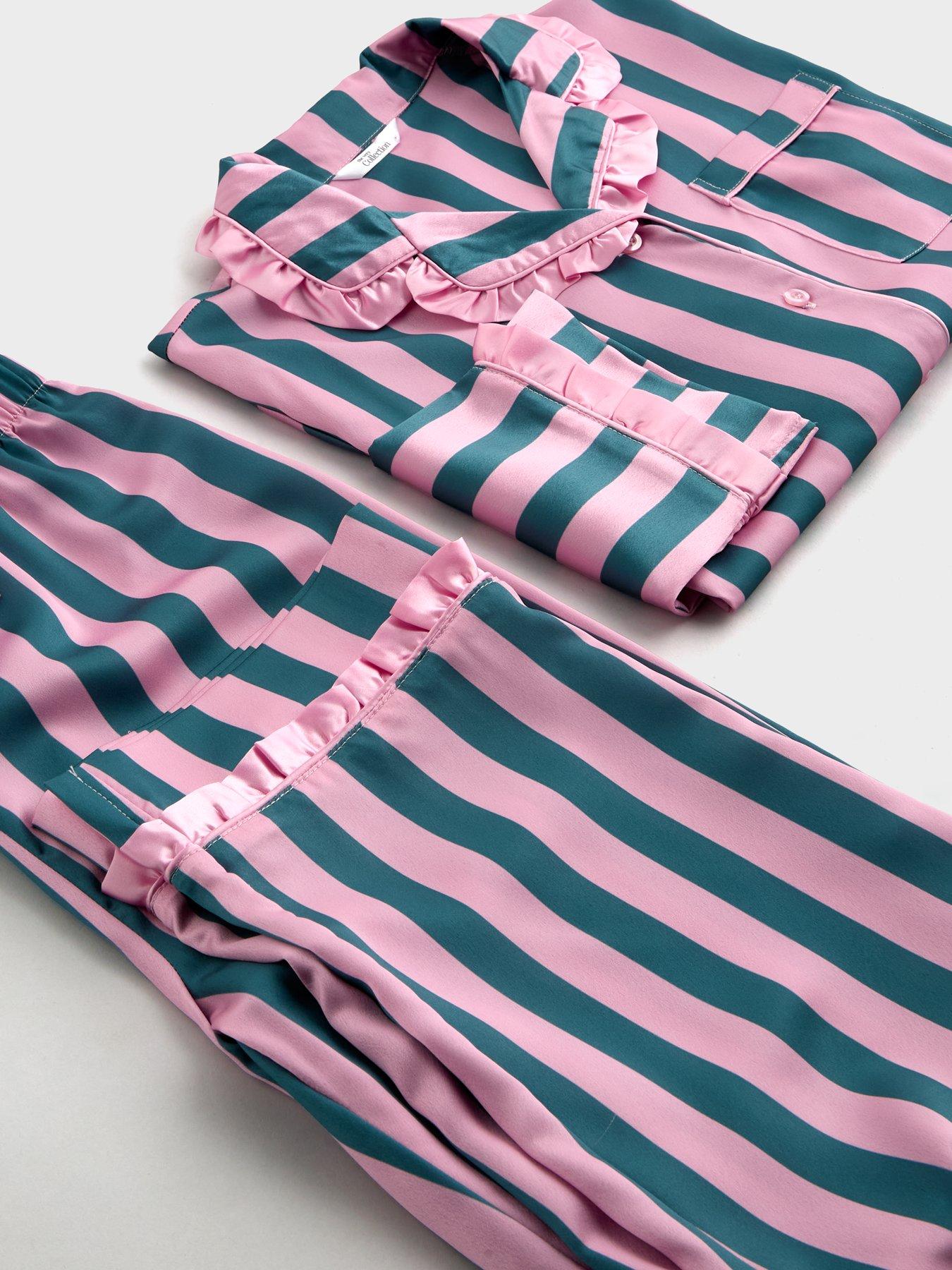Image 5 of 5 of The Very Collection Girls Frill Collar Striped Revere Pyjama Set - Multi