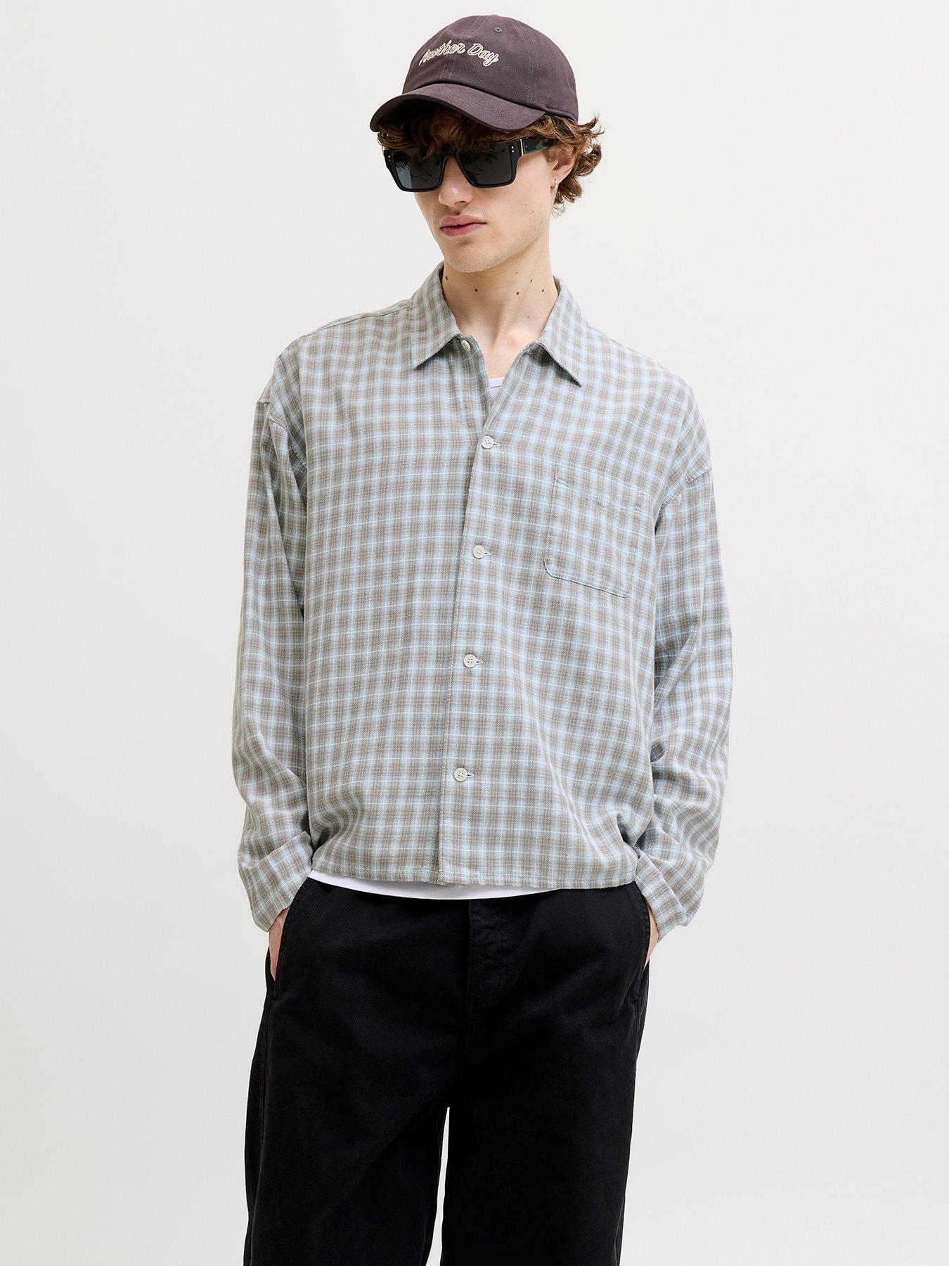 Jack & Jones Savona Austin Dobby Long Sleeve Check Shirt - Khaki