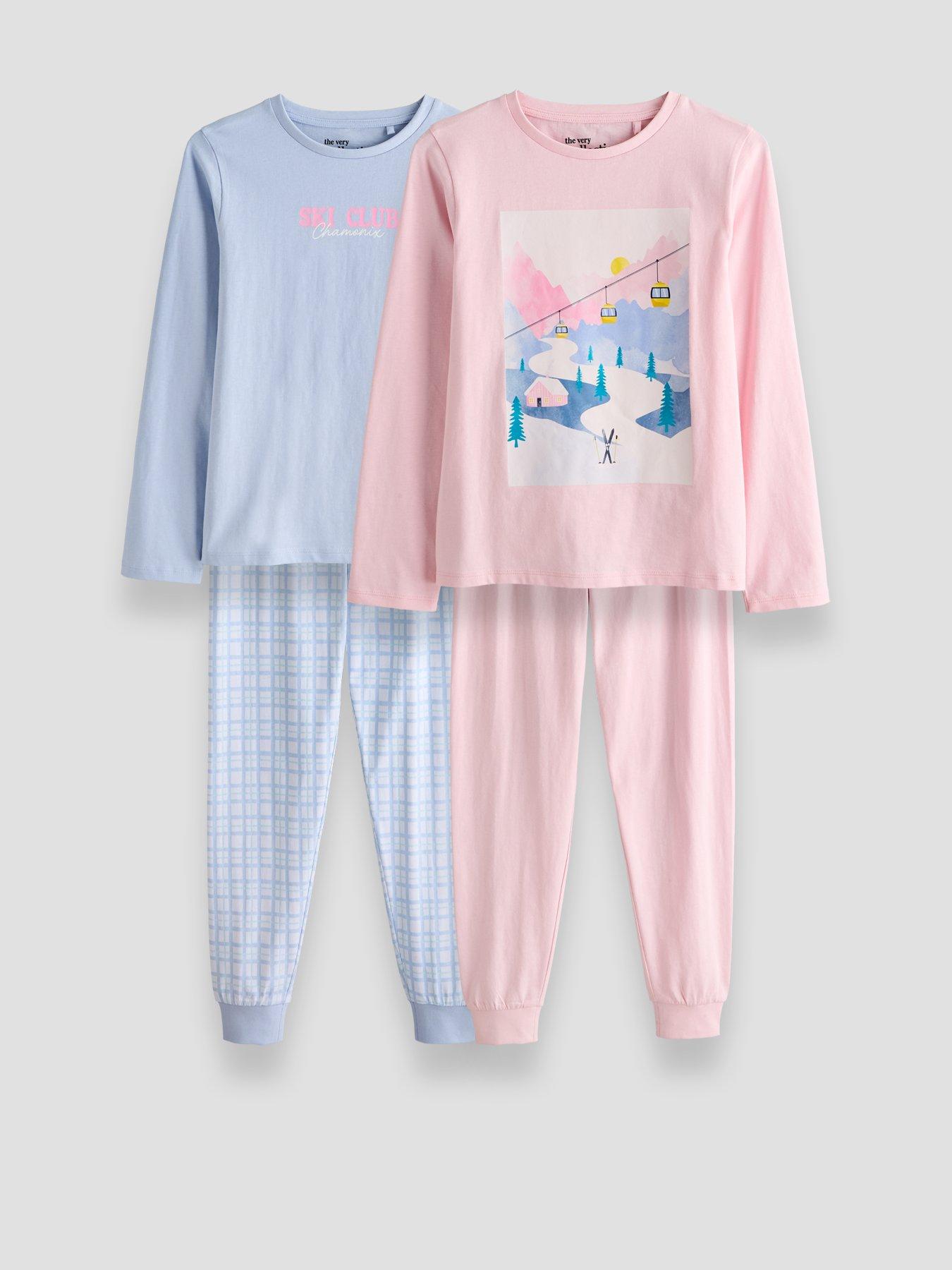 The Very Collection Girls 2 Pack Printed Long Sleeve Pyjama - Multi