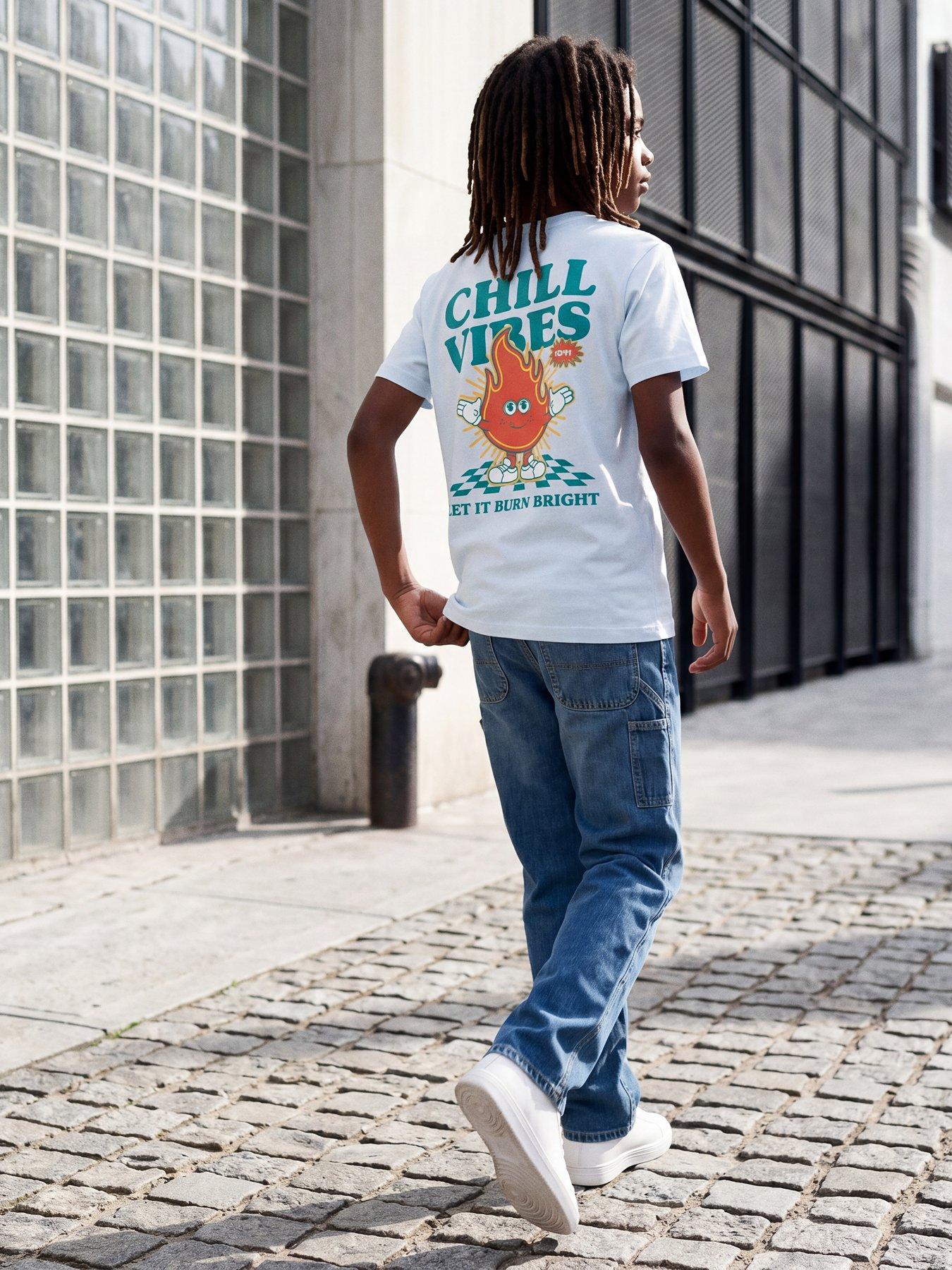 Jack & Jones Junior Boys Cartoon Graphic Short Sleeve Tshirt - Light Blue