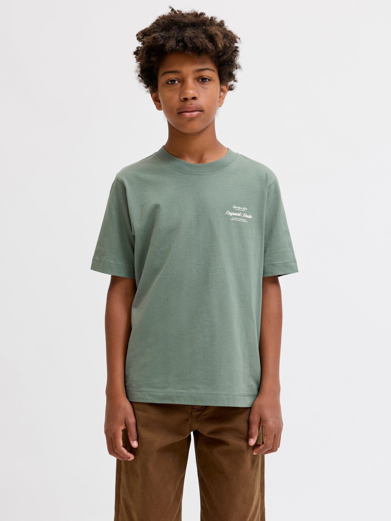 Jack & Jones Junior Boys Back Print Short Sleeve Tshirt - Green
