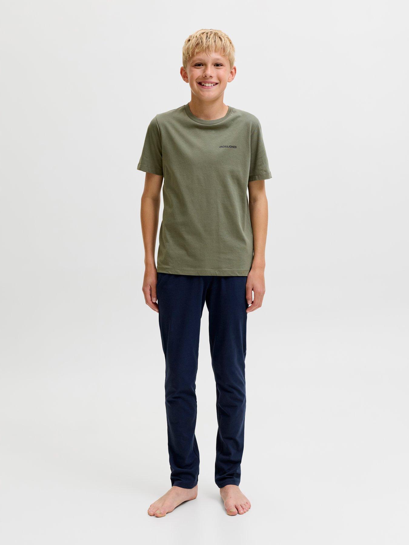 Jack & Jones Junior Boys Everest Short Sleeve Tshirt  &  Pants Pyjamas - Navy