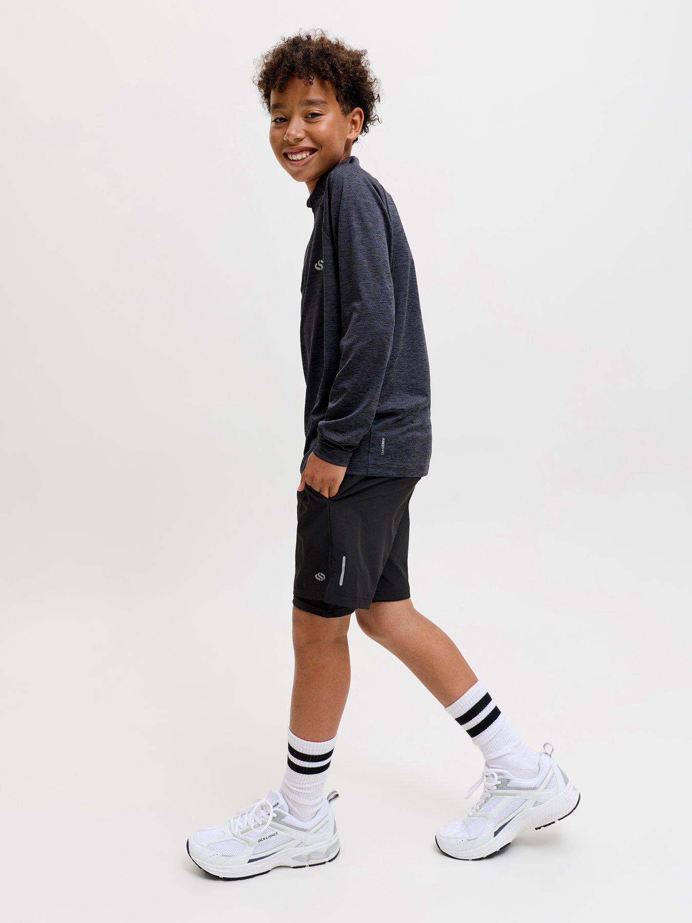Image 3 of 7 of Jack & Jones Junior Boys Flux 2 In 1 Shorts With Liner - Black