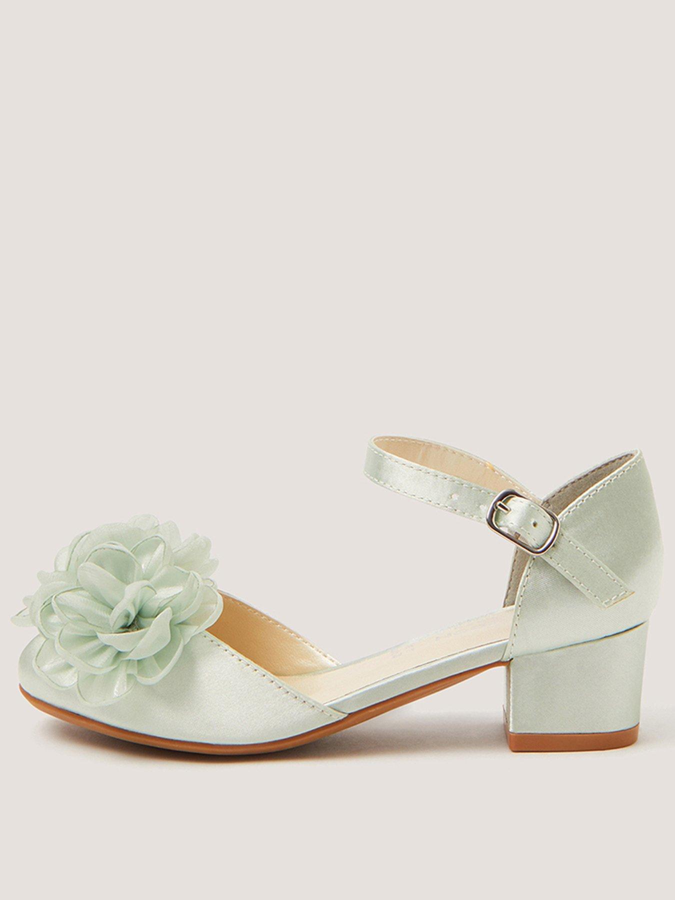 Image 1 of 3 of Monsoon Girls Corsage Heeled Shoes - Light Green