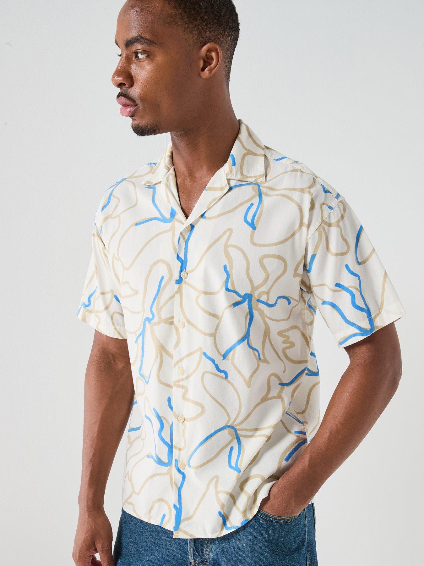 Jack & Jones Premium Drew Print Resort Shirt - Cream